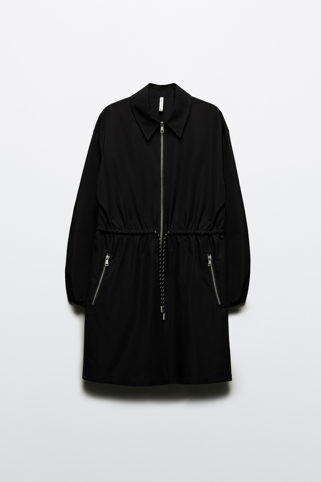 Платье-рубашка мини с поясом на завязках - цвет черный - 8