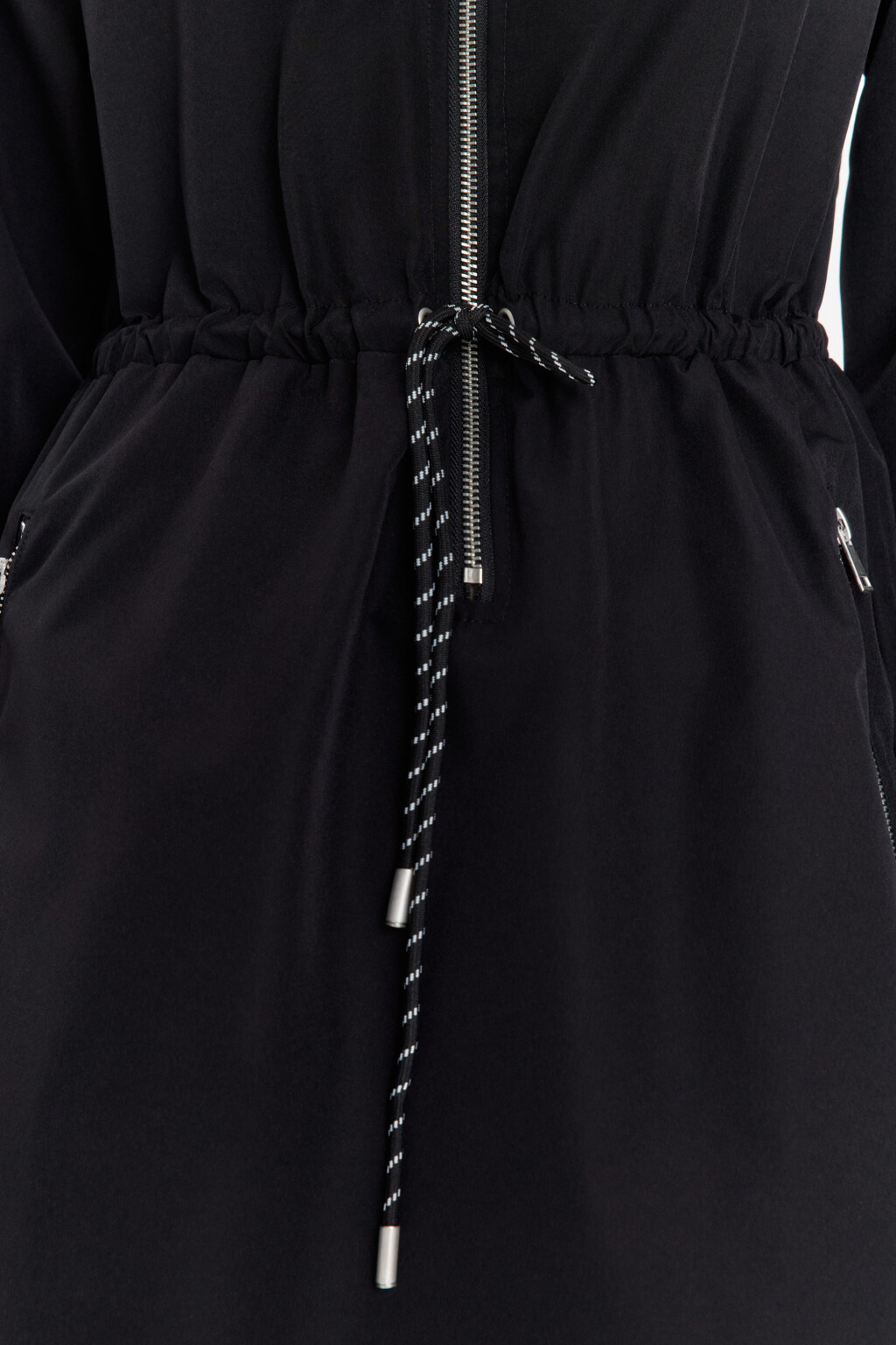 Платье-рубашка мини с поясом на завязках - цвет черный - 5