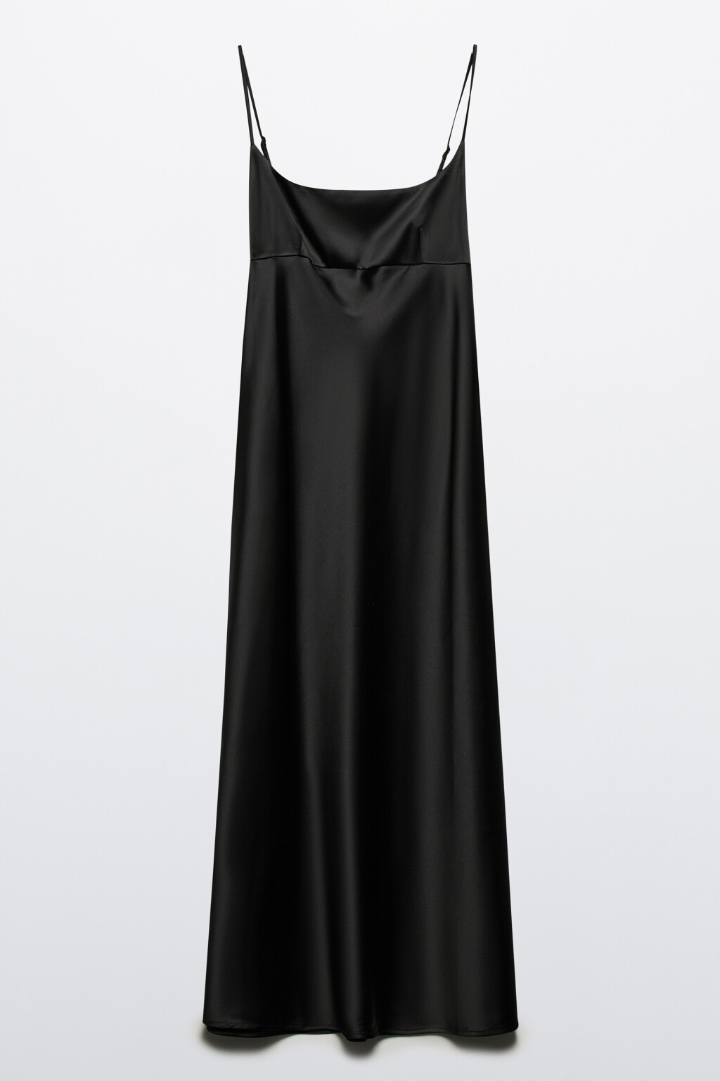 Платье-комбинация миди атласное - цвет черный - 8