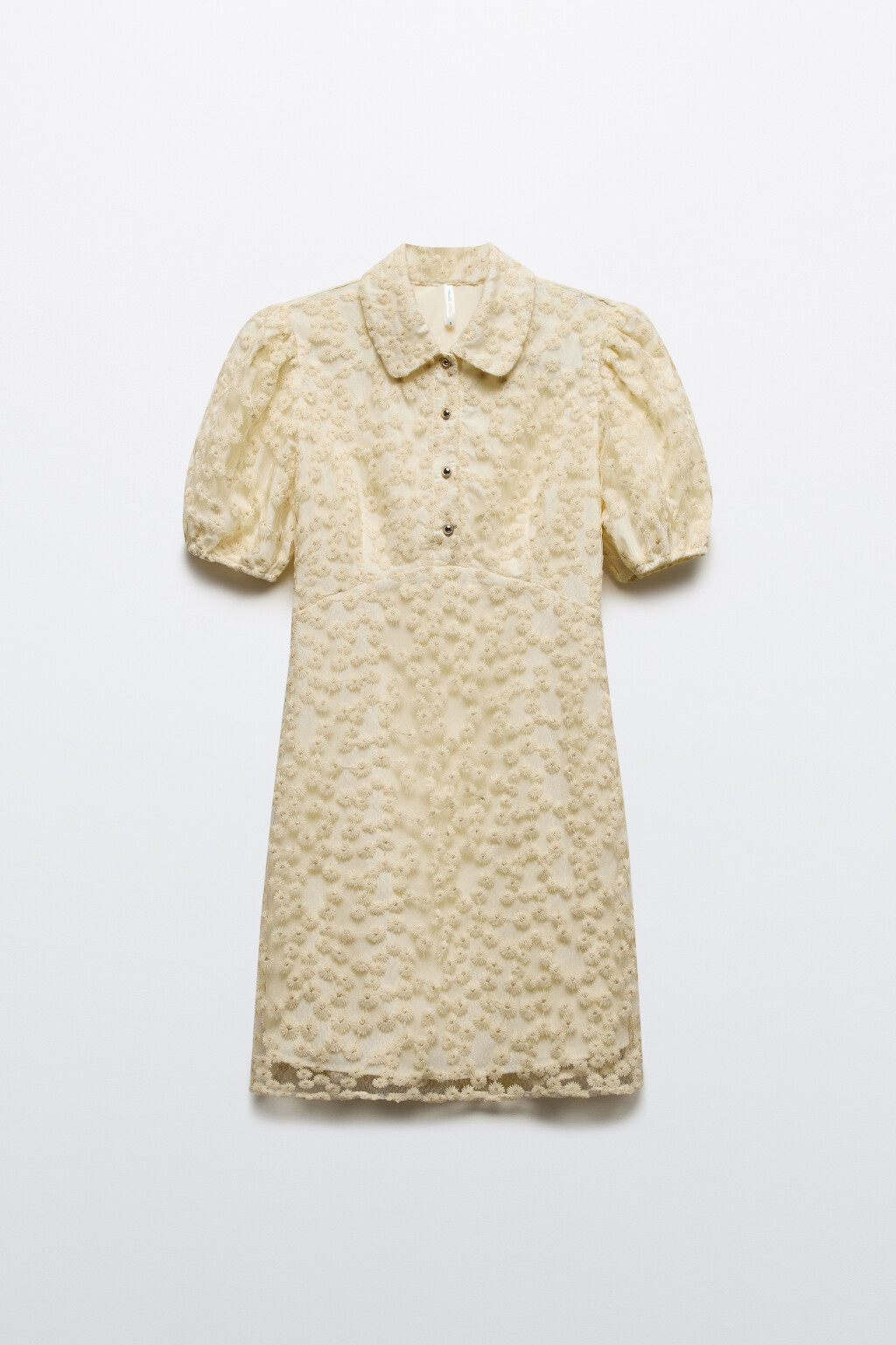 Платье мини приталенное с цветочной вышивкой - цвет молочный - 10