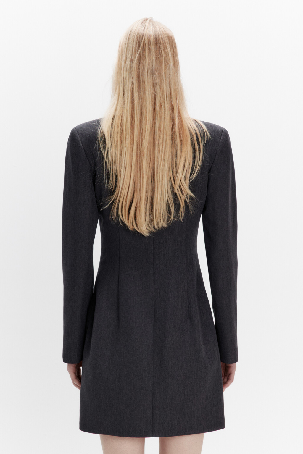 Платье-пиджак мини приталенное с лацканами - цвет серый - 5