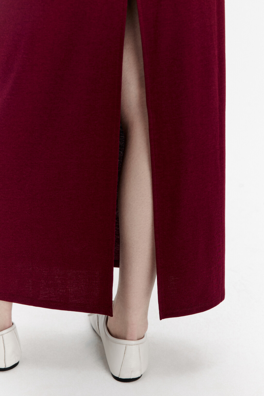 Платье миди трикотажное облегающее - цвет бордовый - 7