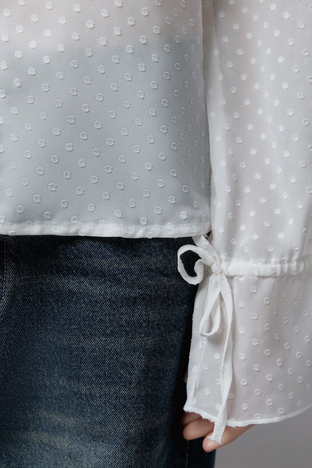 Блузка шифоновая с воланами и завязками - цвет бежевый - 8