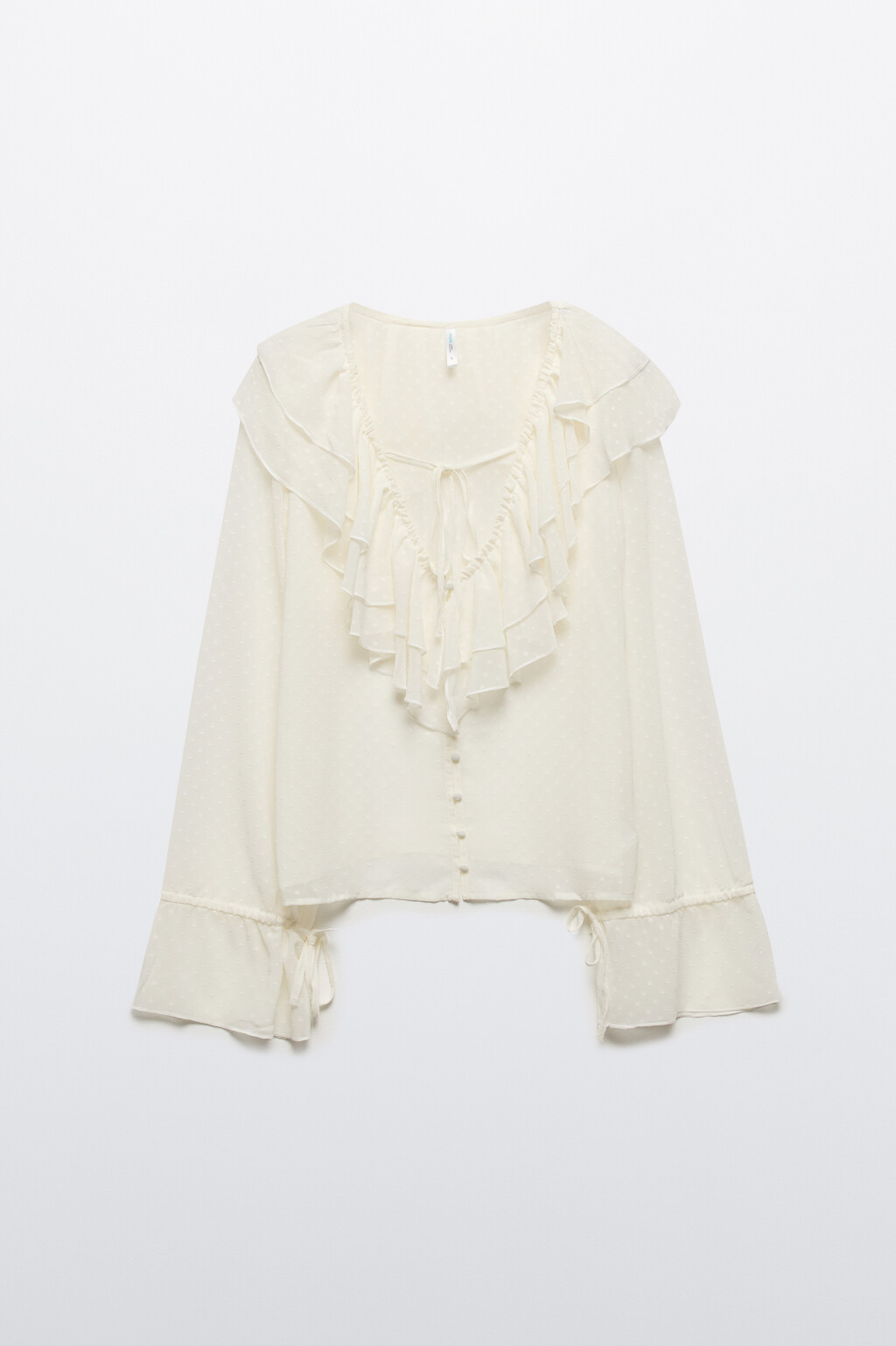 Блузка шифоновая с воланами и завязками - цвет бежевый - 11