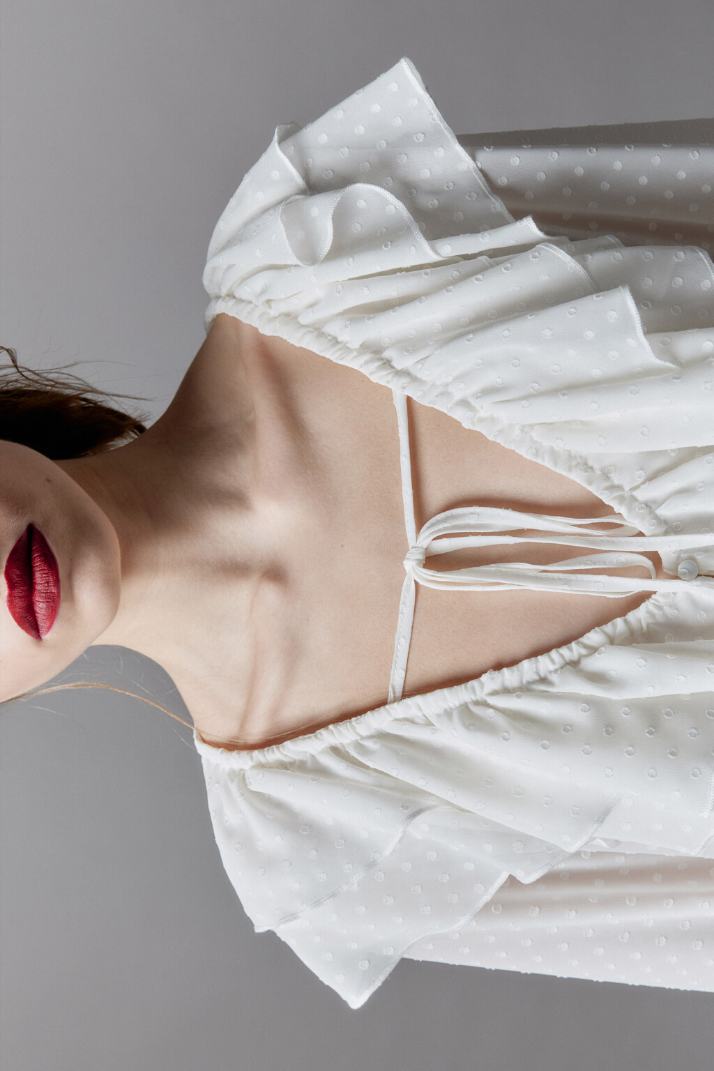 Блузка шифоновая с воланами и завязками - цвет бежевый - 10