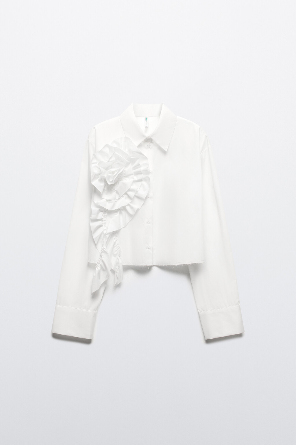 Рубашка укороченная с воланами и цветком - цвет белый - 9