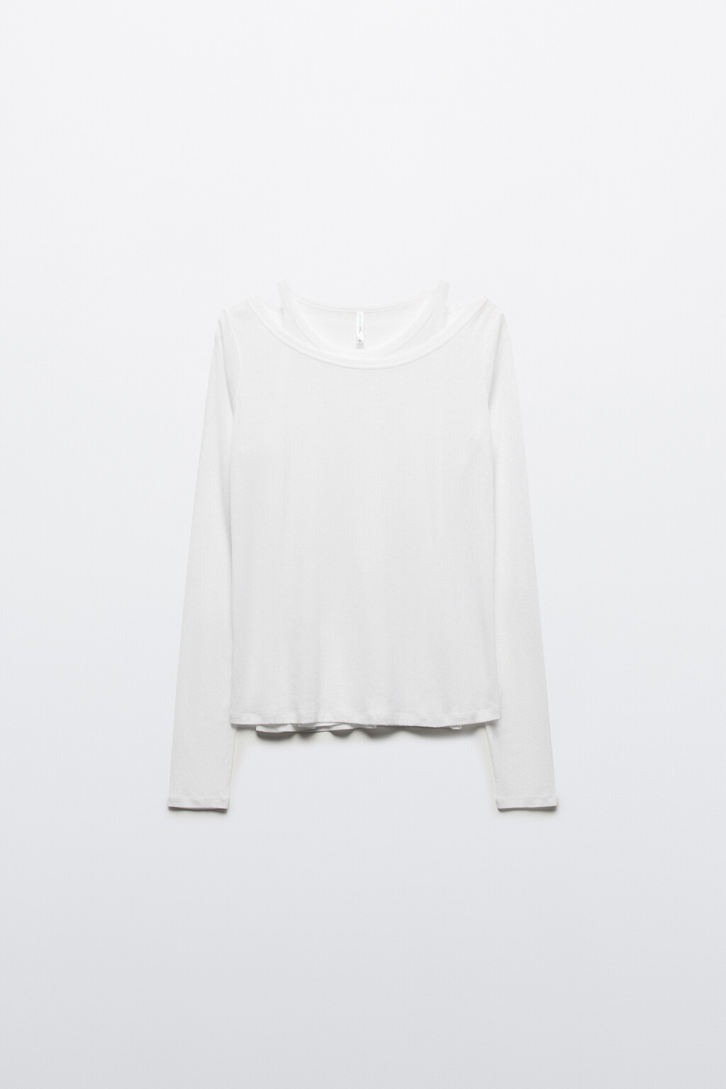 Лонгслив двуслойный с подкладкой-майкой - цвет белый - 8