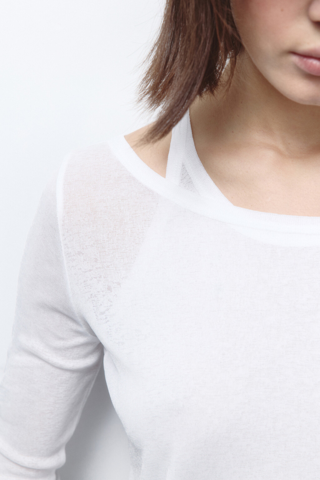 Лонгслив двуслойный с подкладкой-майкой - цвет белый - 6