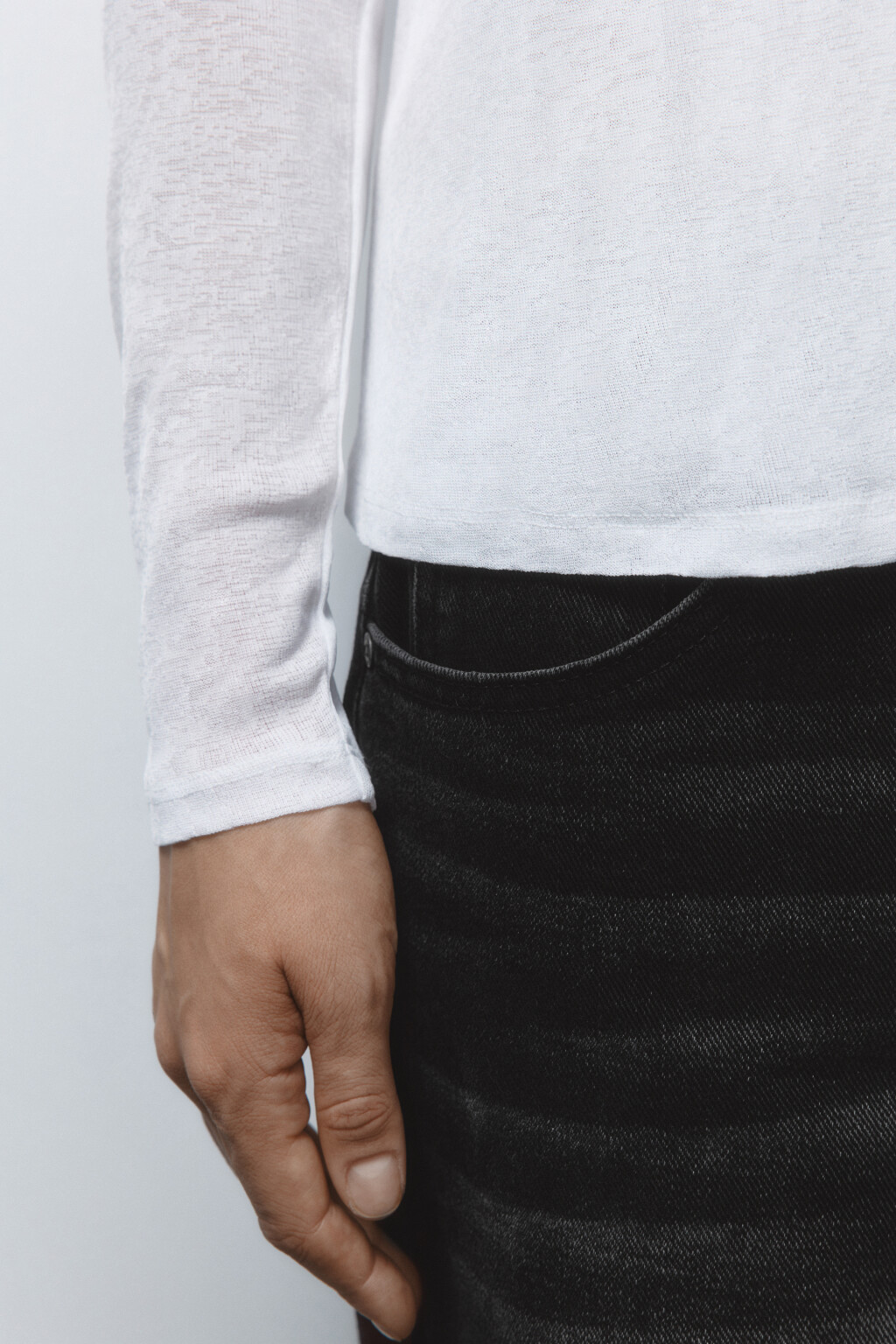 Лонгслив двуслойный с подкладкой-майкой - цвет белый - 7