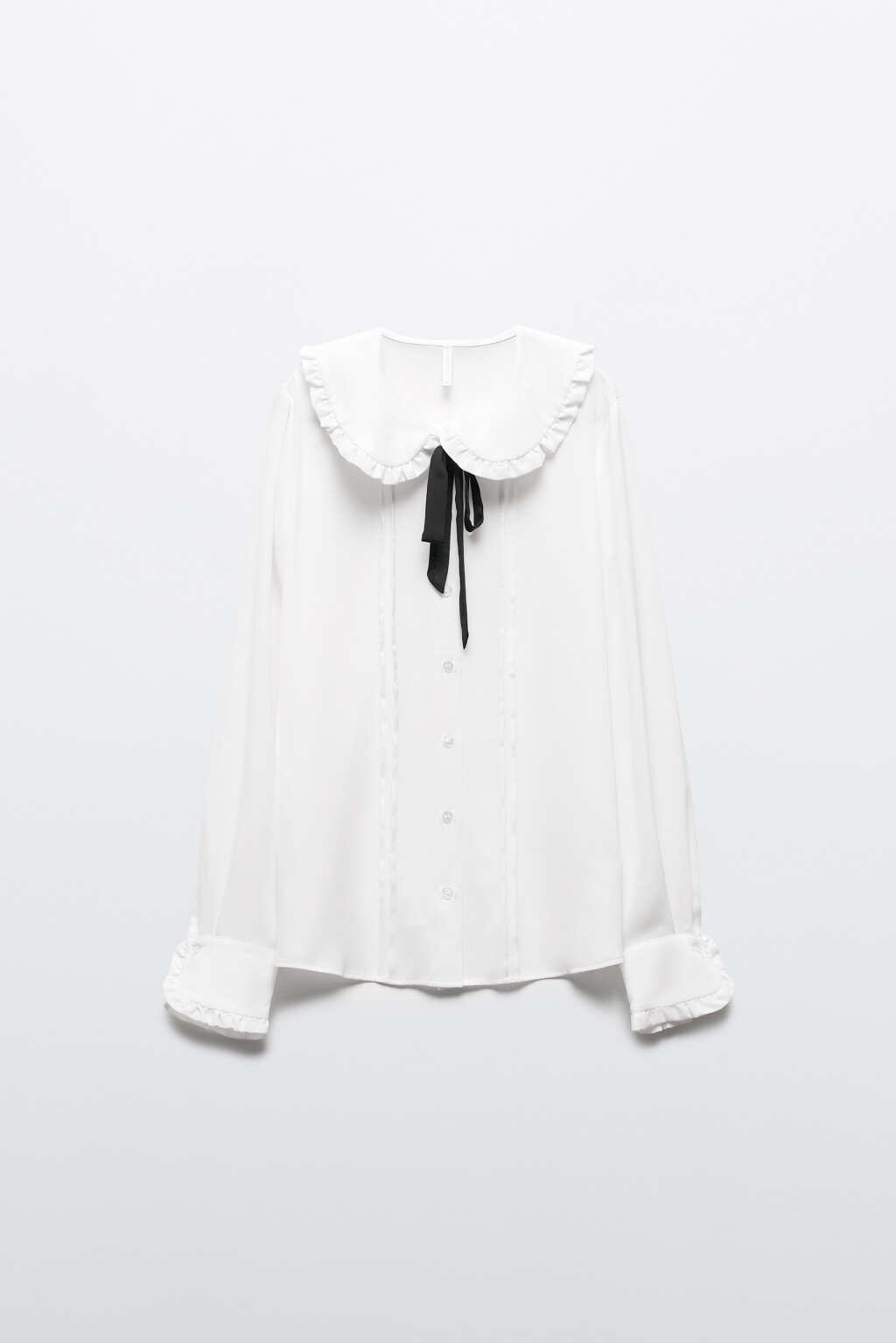 Блузка с оборками и галстуком - цвет белый - 10
