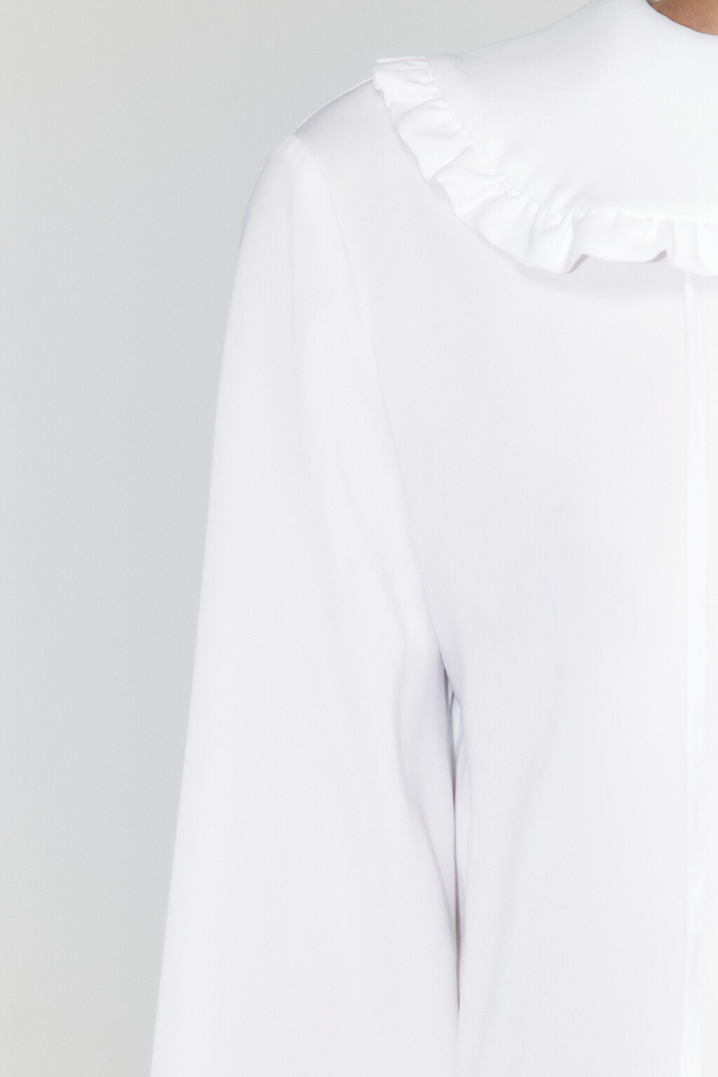 Блузка с оборками и галстуком - цвет белый - 9