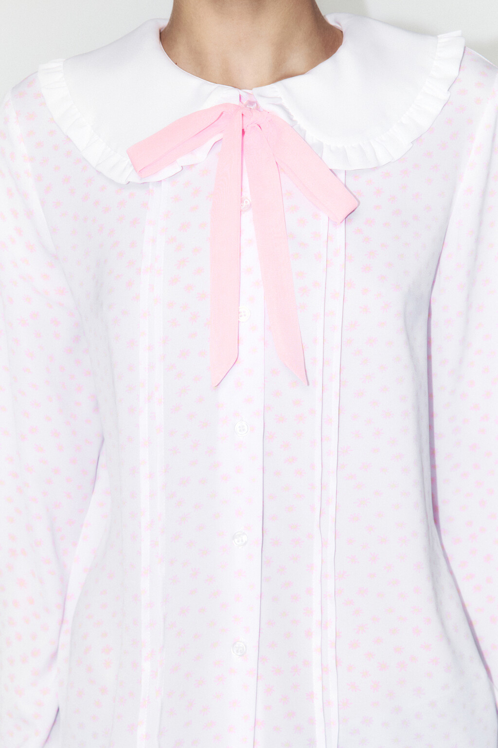Блузка с оборками и галстуком - цвет мультиколор - 6
