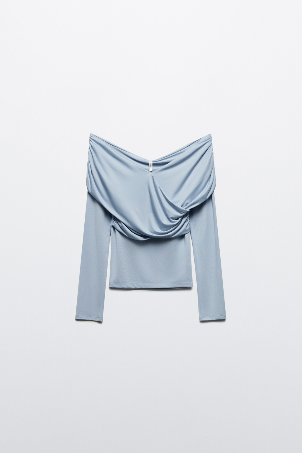 Блузка облегающая с открытыми плечами - цвет голубой - 8