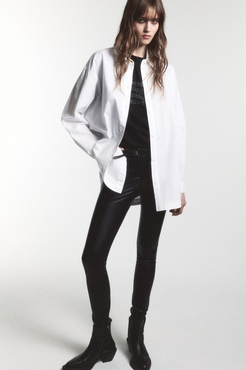 Рубашка oversize из хлопка - цвет белый - 1