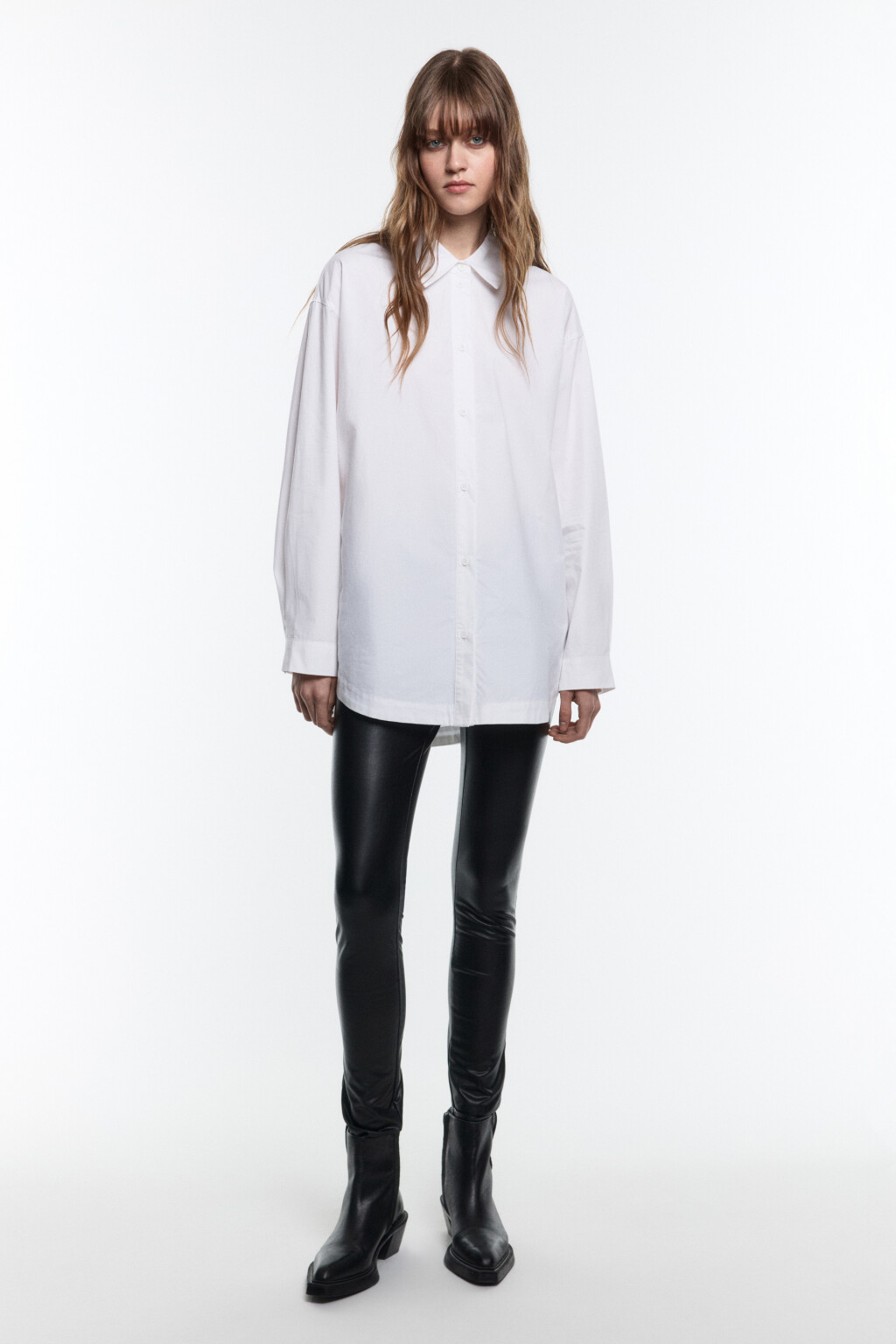 Рубашка oversize из хлопка - цвет белый - 5