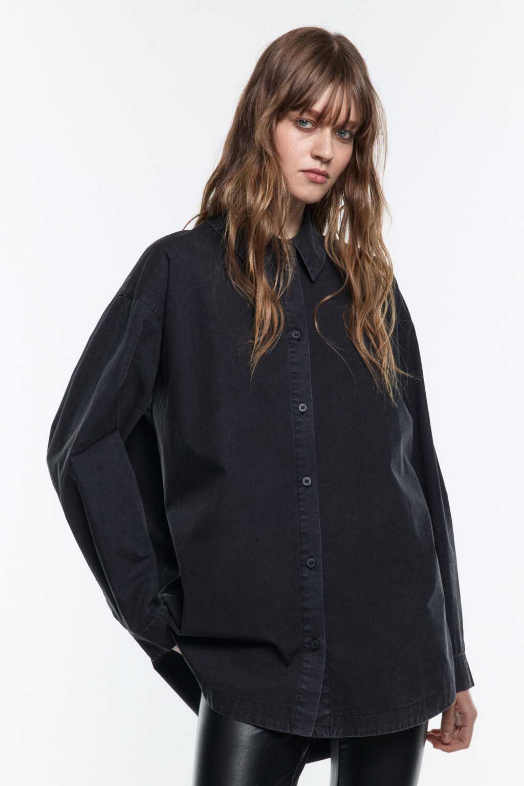 Рубашка oversize из хлопка - цвет серый - 3