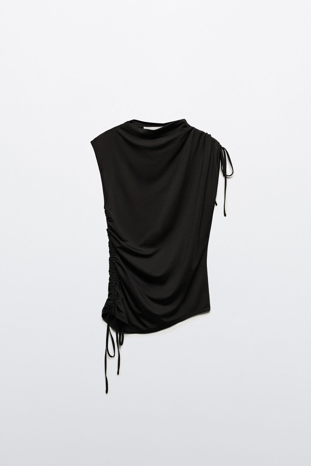 Блузка облегающая с драпировками и завязками - цвет черный - 8