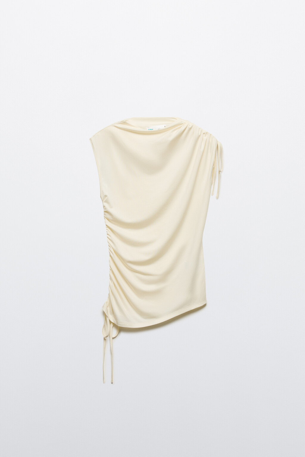 Блузка облегающая с драпировками и завязками - цвет молочный - 7