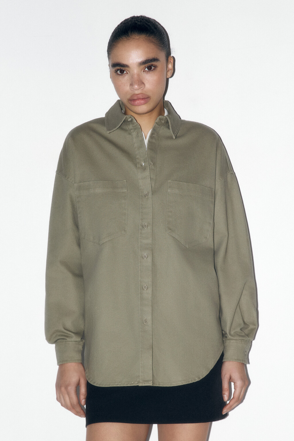 Рубашка oversize из плотного хлопка - цвет зеленый - 2