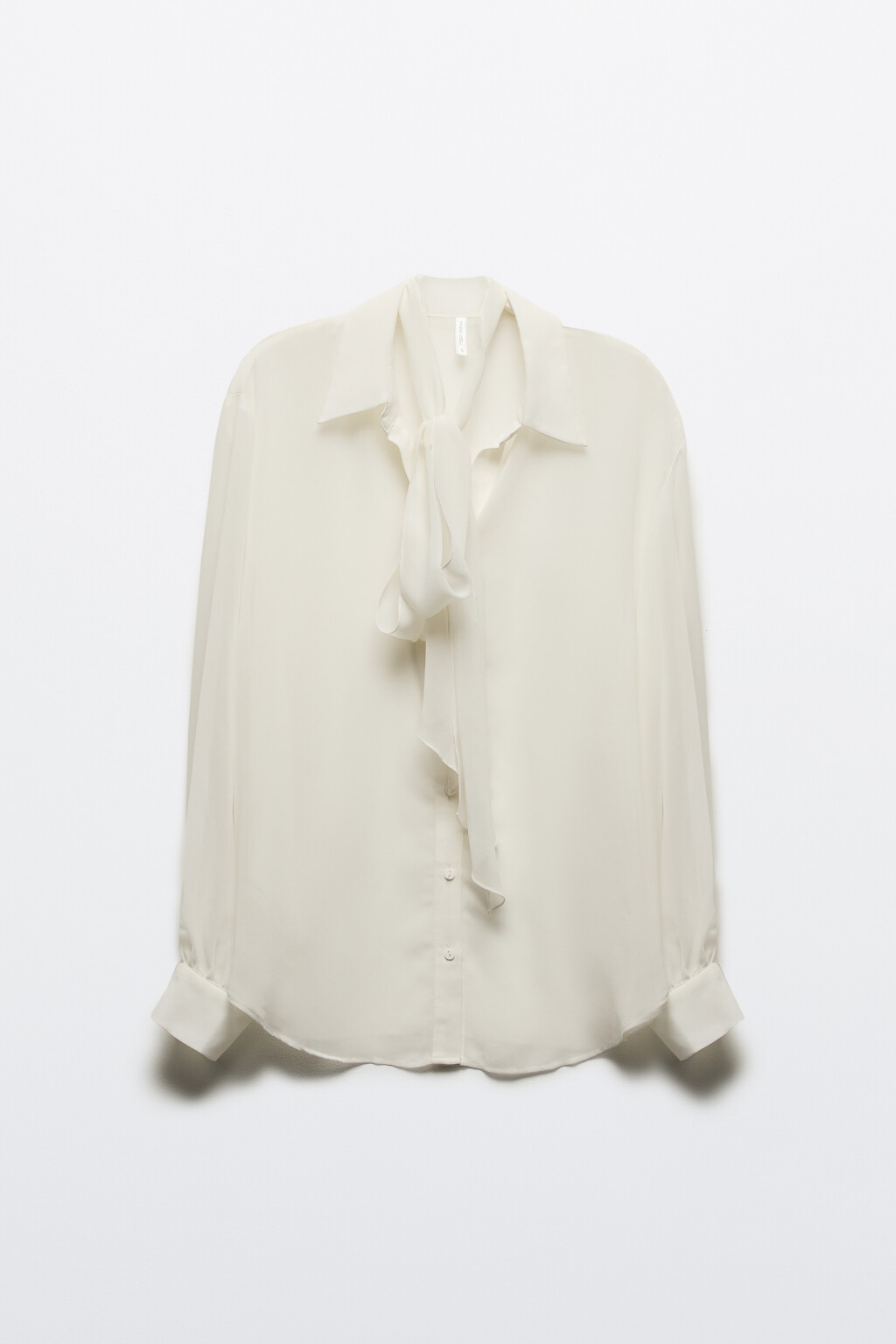 Блузка шифоновая с галстуком-бантом - цвет молочный - 9