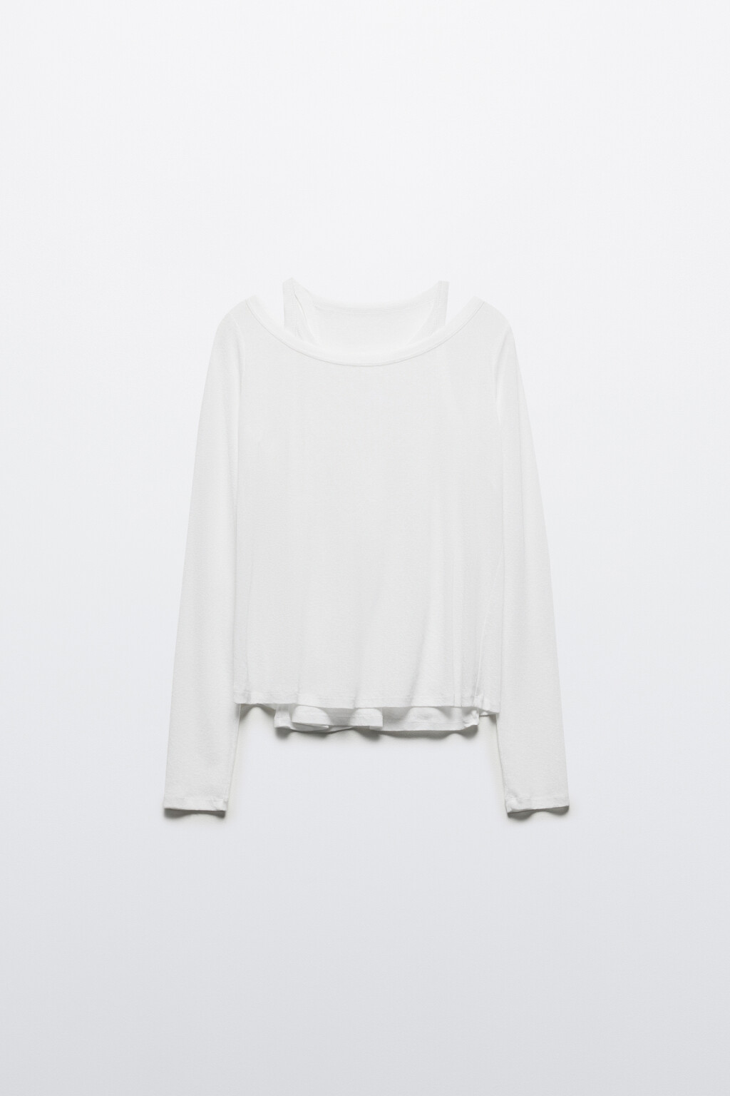Лонгслив трикотажный с подкладкой-майкой - цвет белый - 7