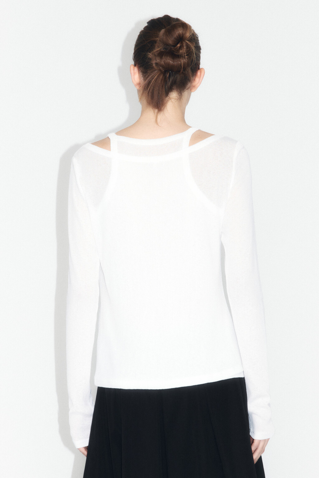 Лонгслив трикотажный с подкладкой-майкой - цвет белый - 3