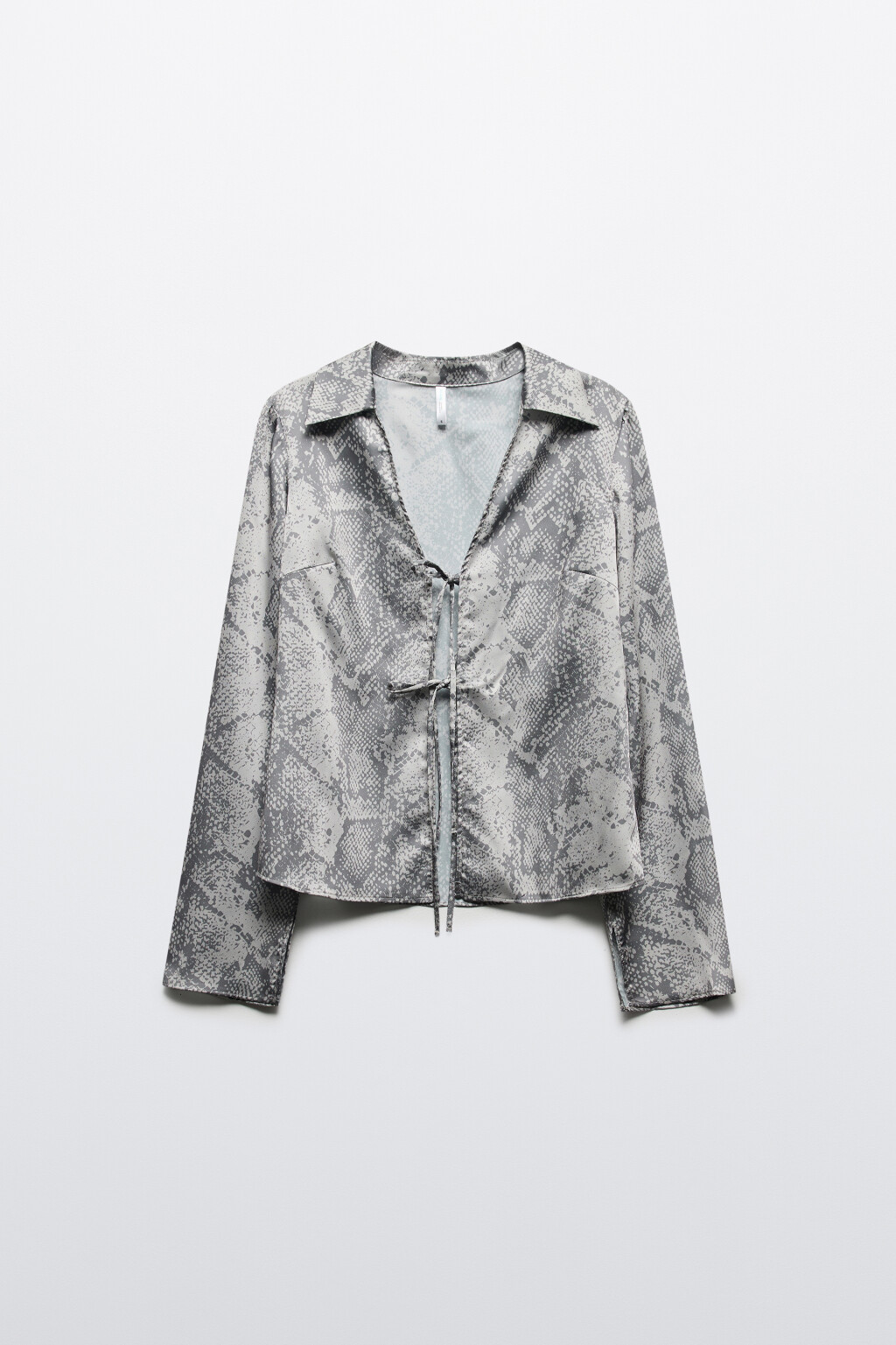 Блузка на завязках атласная с принтом - цвет мультиколор - 8