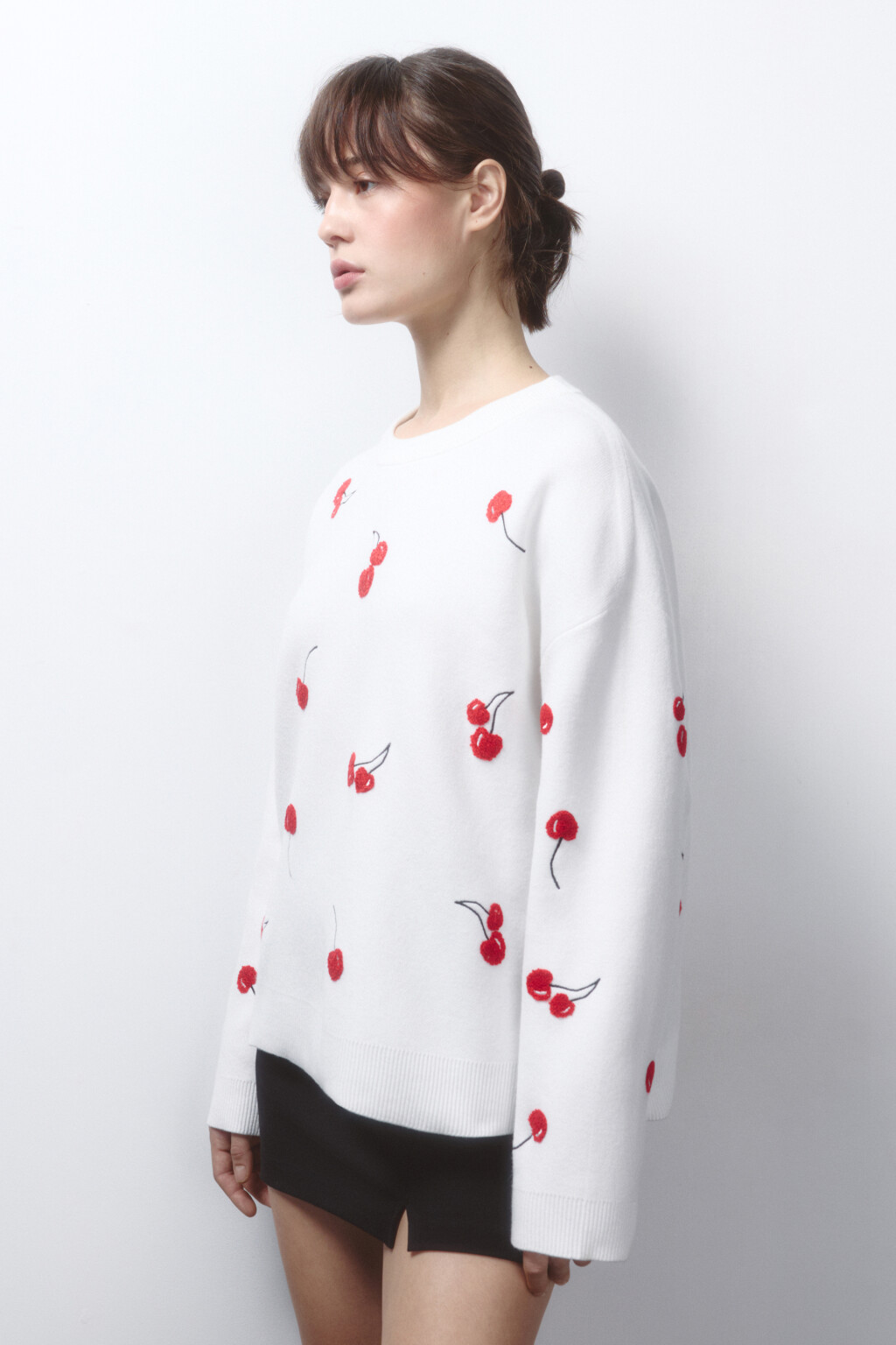 Джемпер вязаный с фактурным принтом - цвет белый - 3