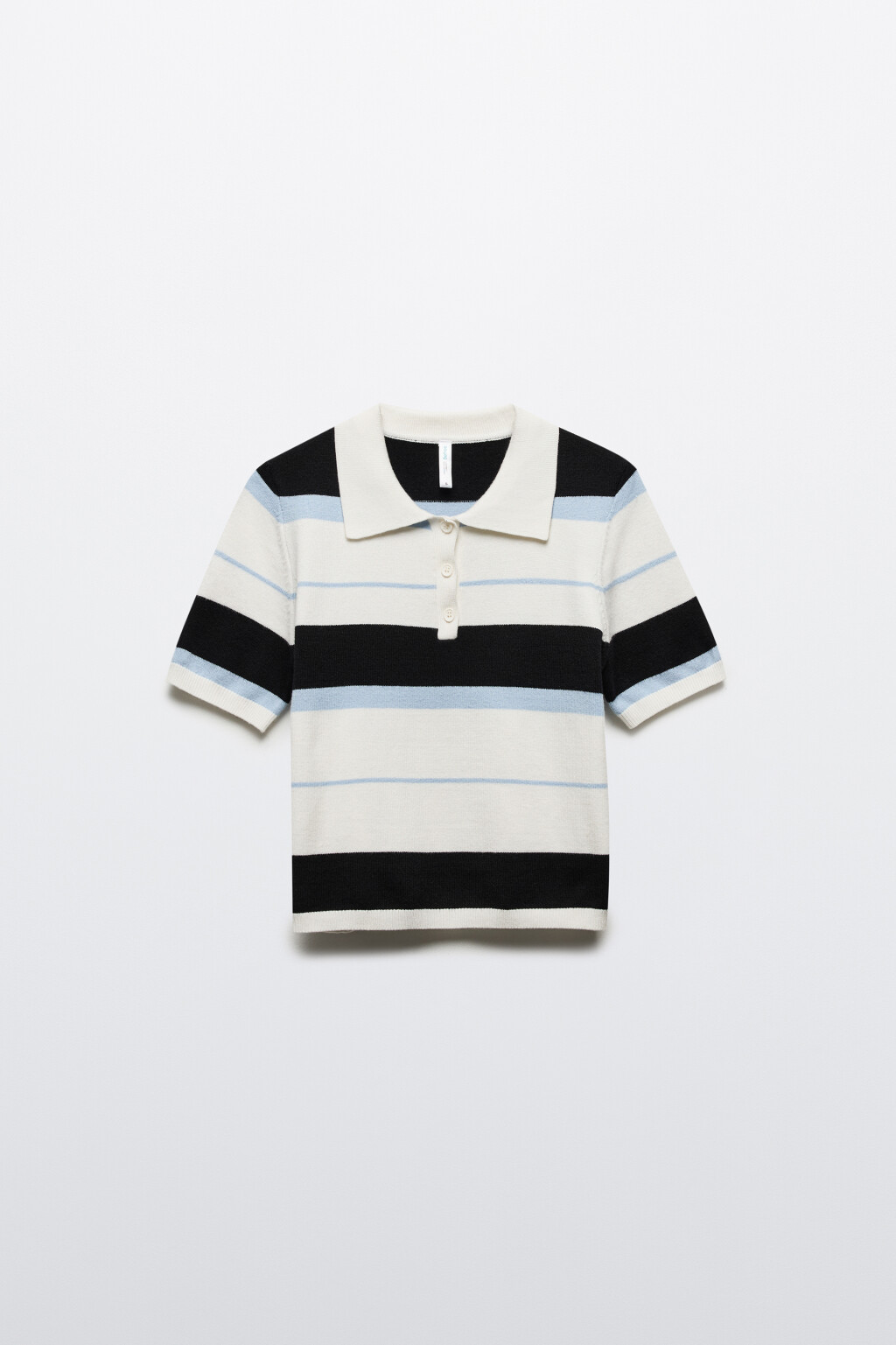 Футболка-поло вязаная укороченная в полоску - цвет синий - 8