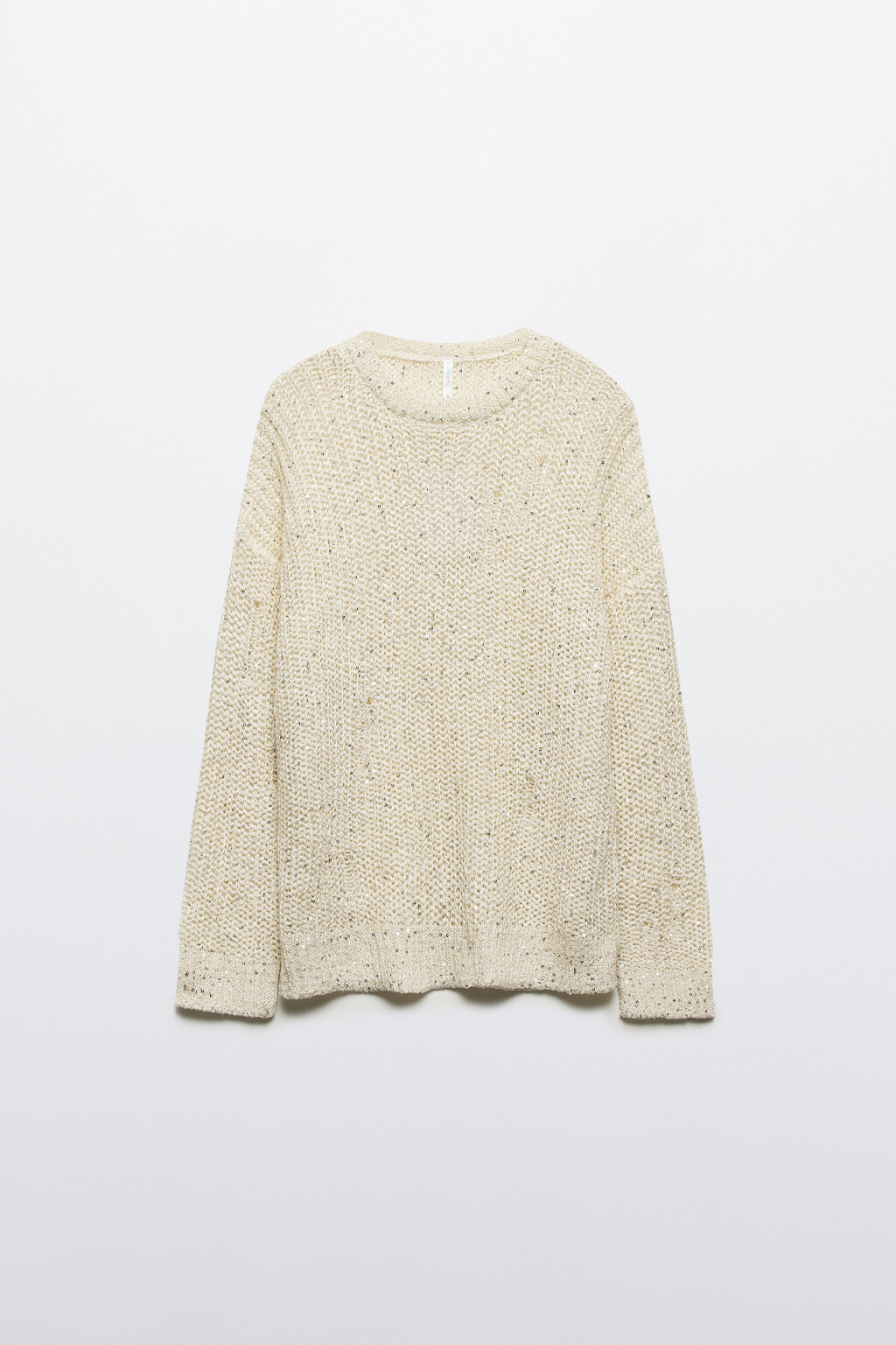 Джемпер вязаный в рубчик с пайетками - цвет молочный - 8