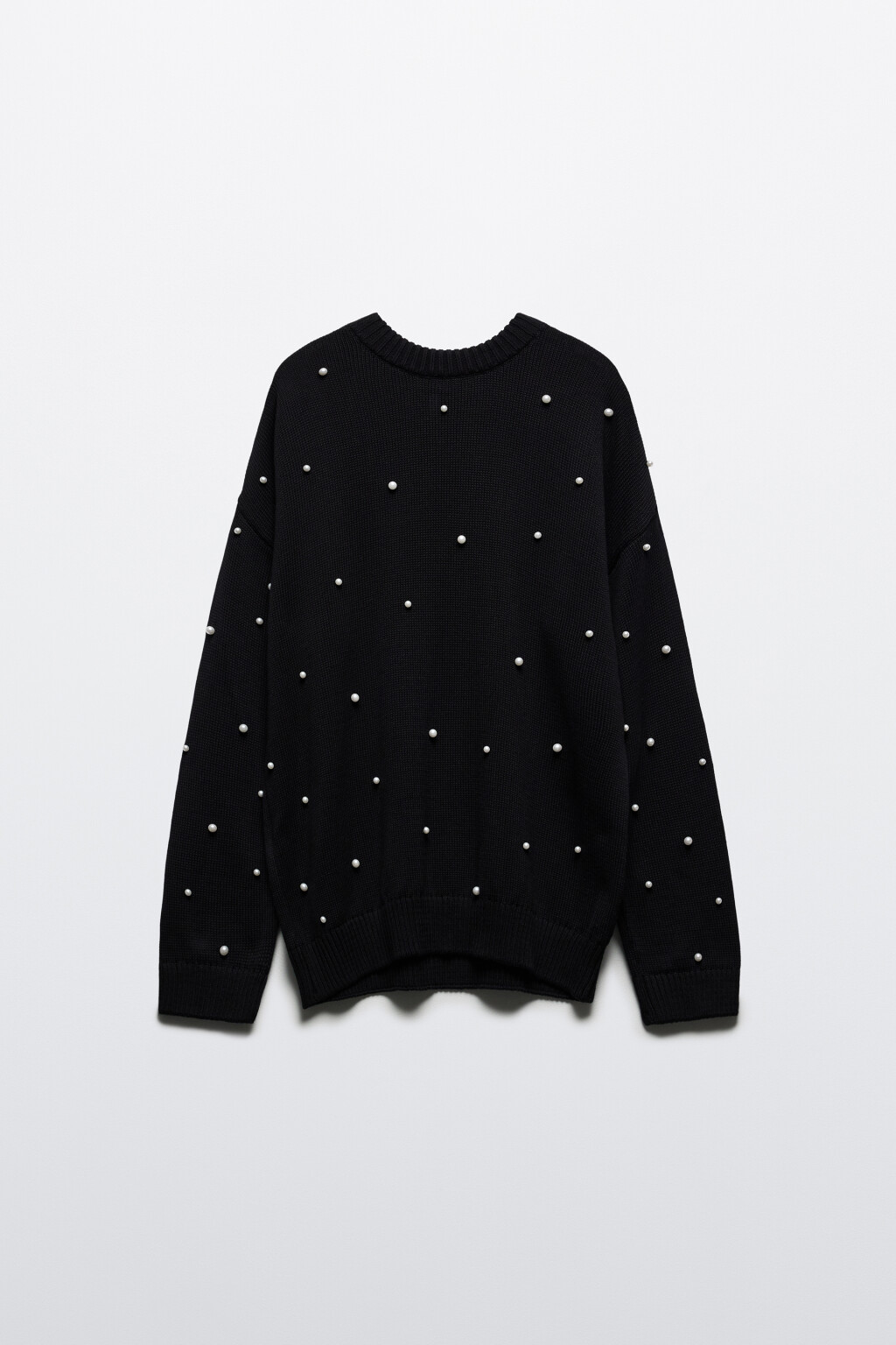 Джемпер вязаный с жемчужными бусинами - цвет черный - 7