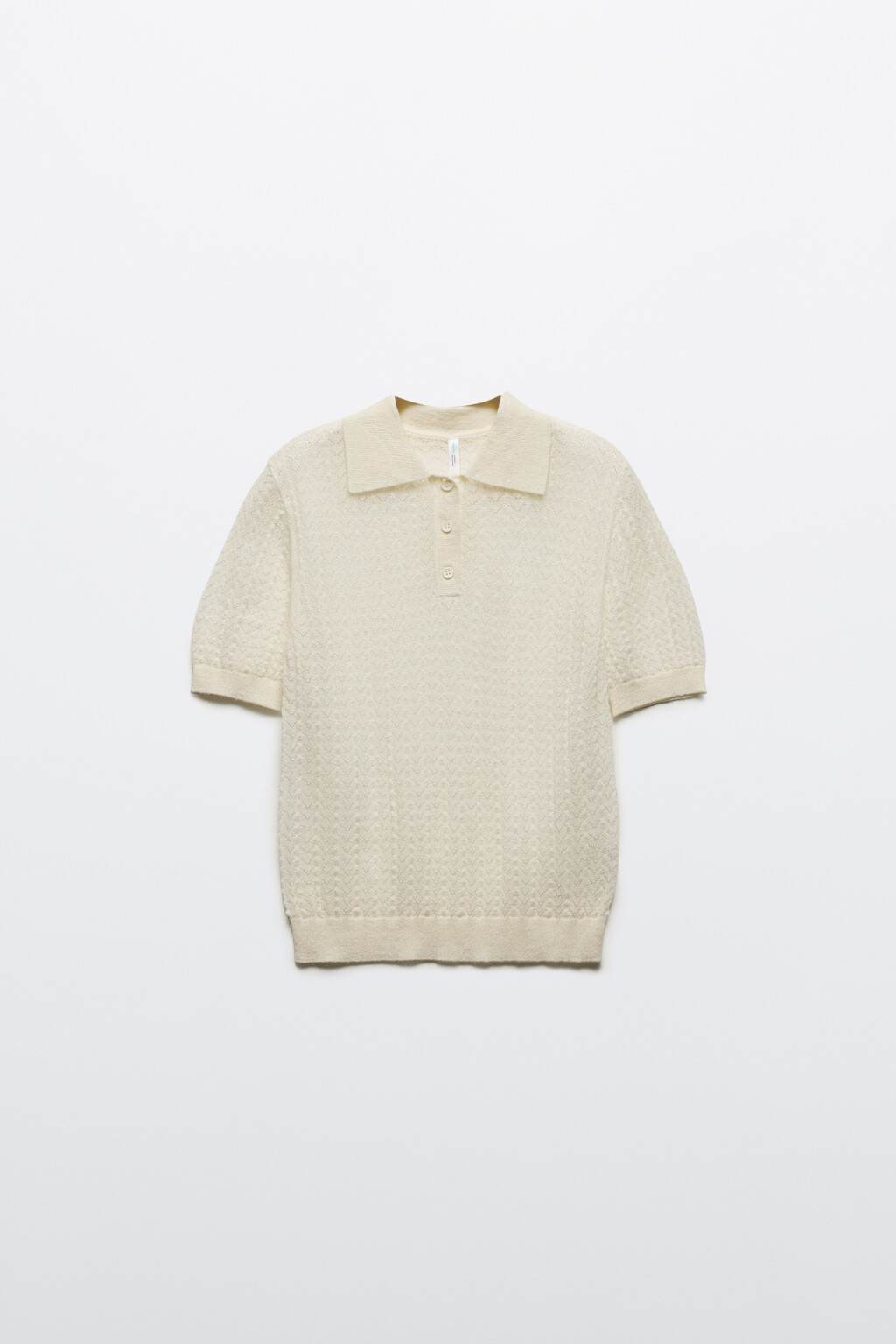 Джемпер вязаный ажурный с застежкой на груди - цвет молочный - 9