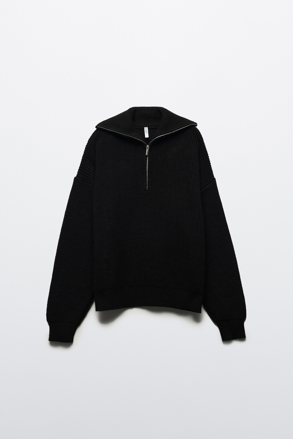 Свитер в рубчик с воротником на молнии - цвет черный - 9