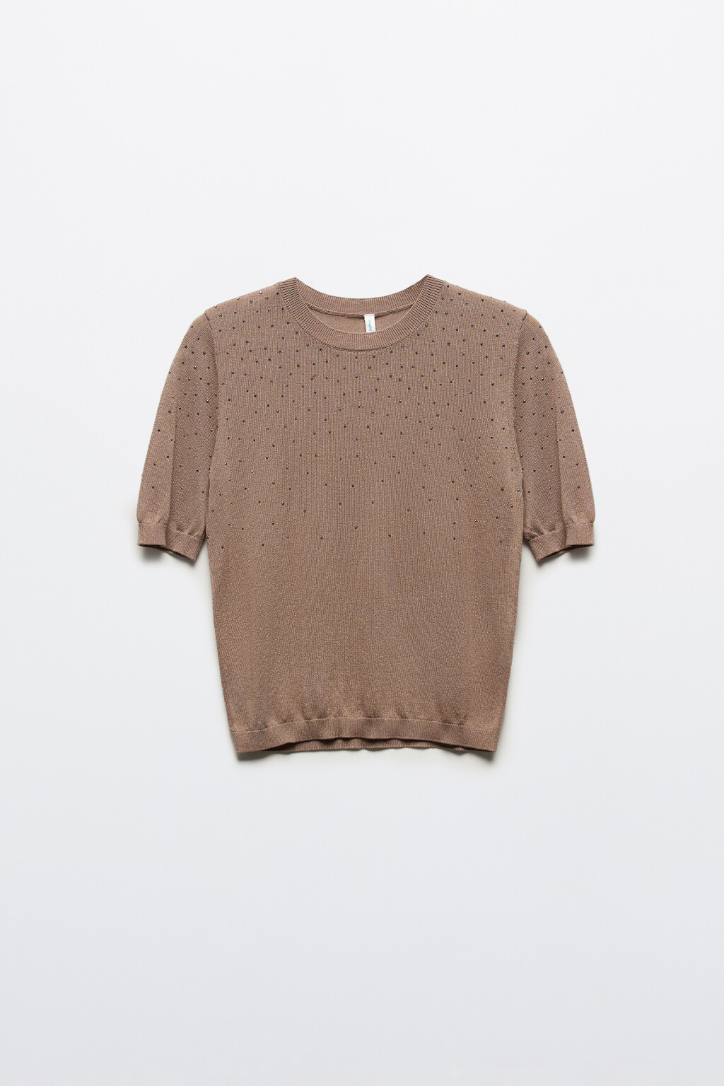 Джемпер тонкой вязки с декором из страз - цвет бежевый - 7