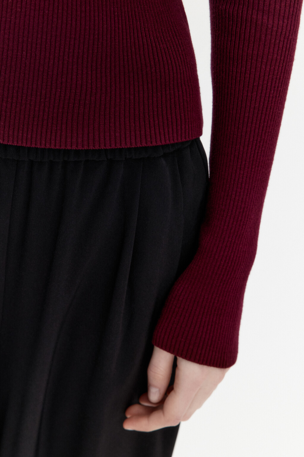 Джемпер-поло облегающий в рубчик - цвет бордовый - 7