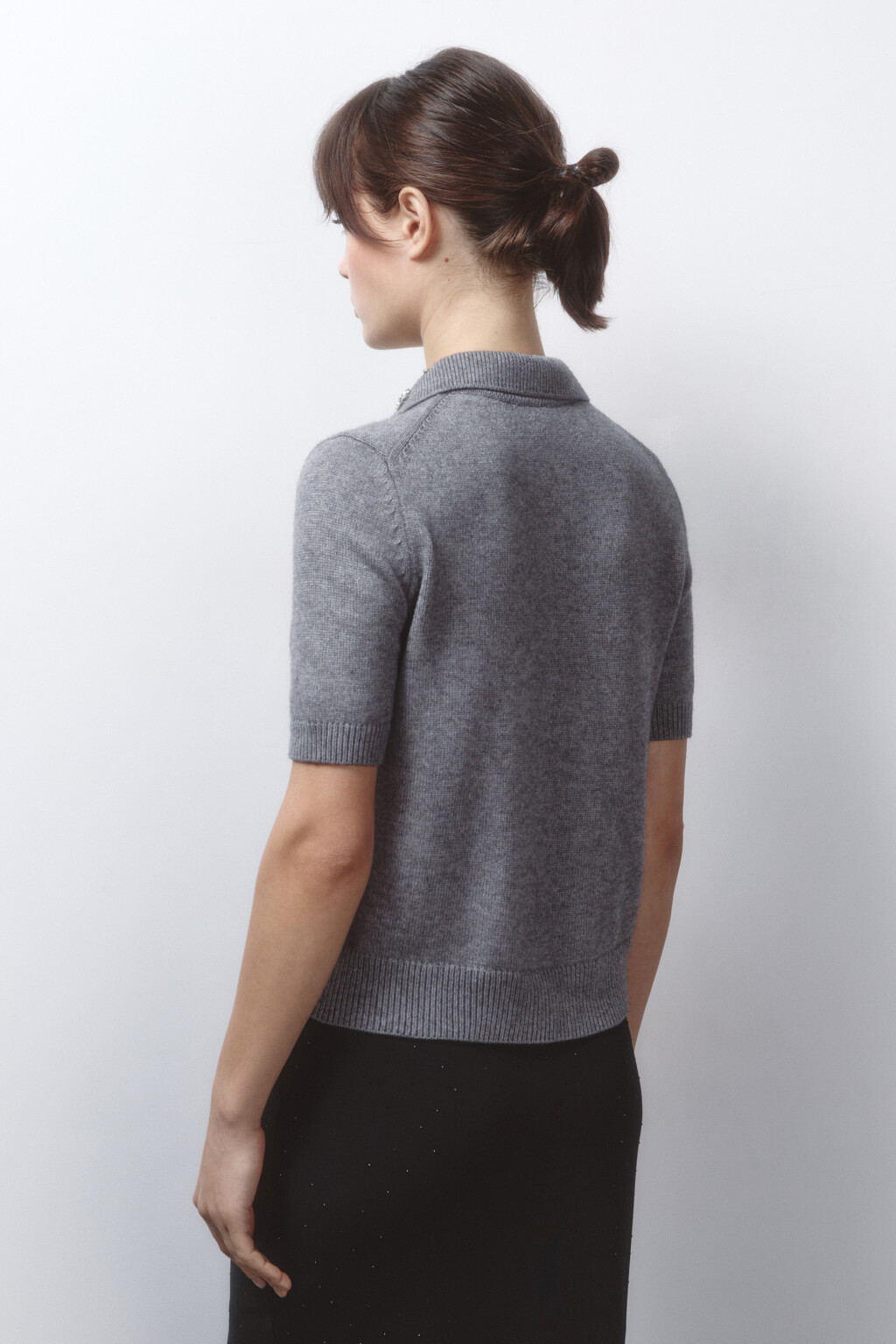 Кардиган вязаный с короткими рукавами и вышивкой - цвет серый - 4