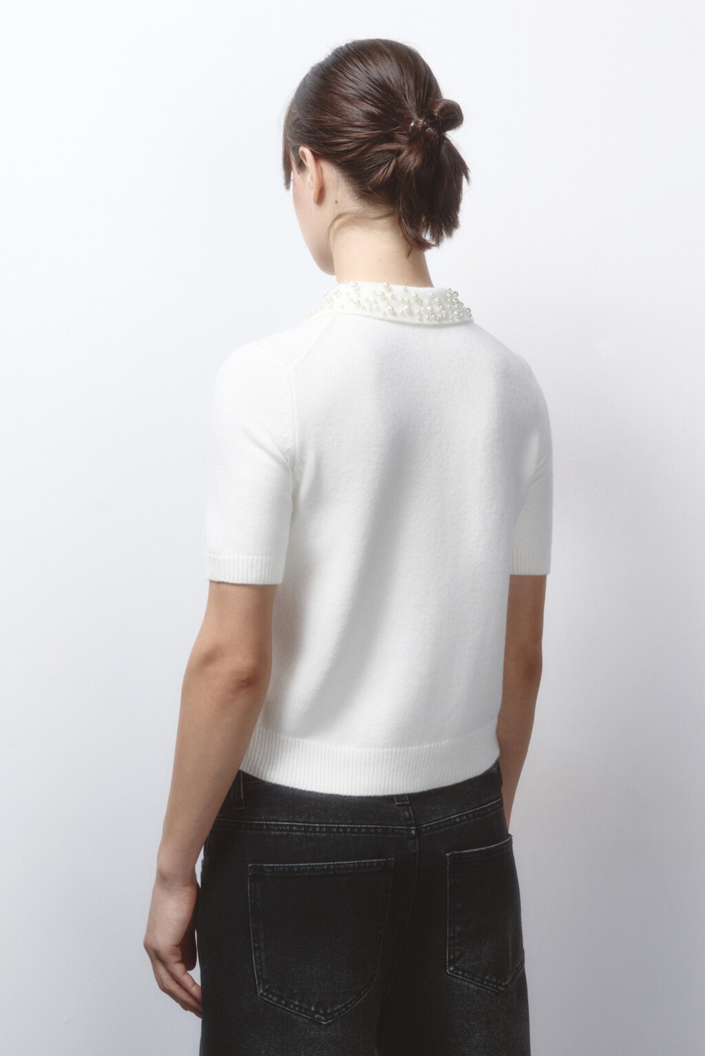 Кардиган вязаный с короткими рукавами и вышивкой - цвет молочный - 4