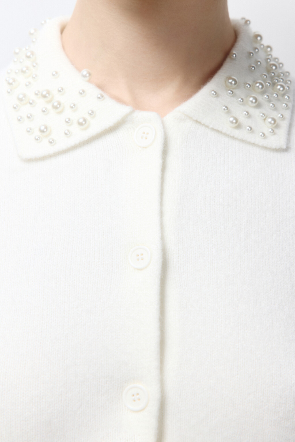 Кардиган вязаный с короткими рукавами и вышивкой - цвет молочный - 6