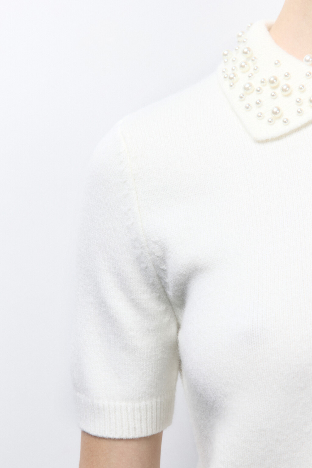 Кардиган вязаный с короткими рукавами и вышивкой - цвет молочный - 7