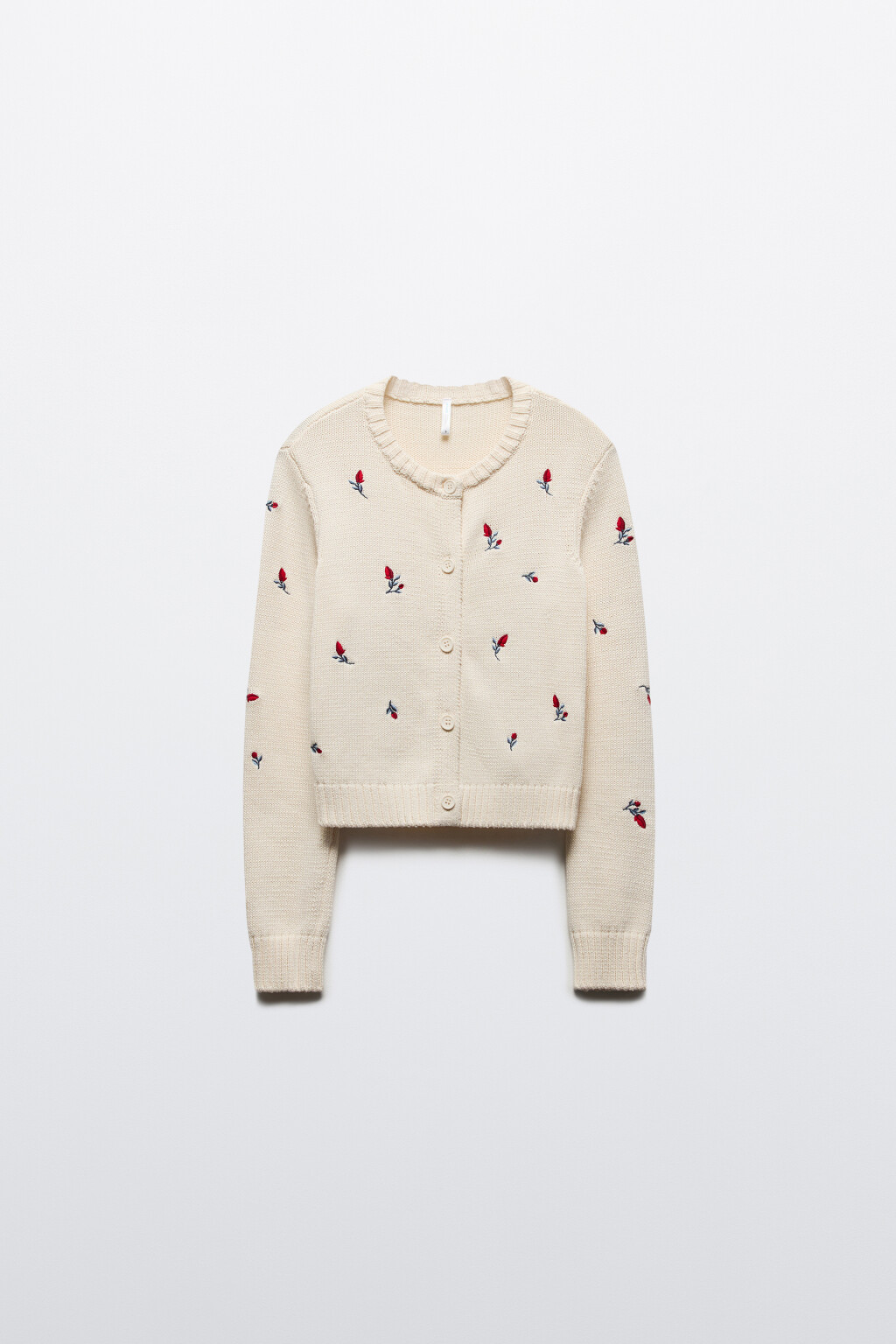 Кардиган на пуговицах с цветочной вышивкой - цвет молочный - 8