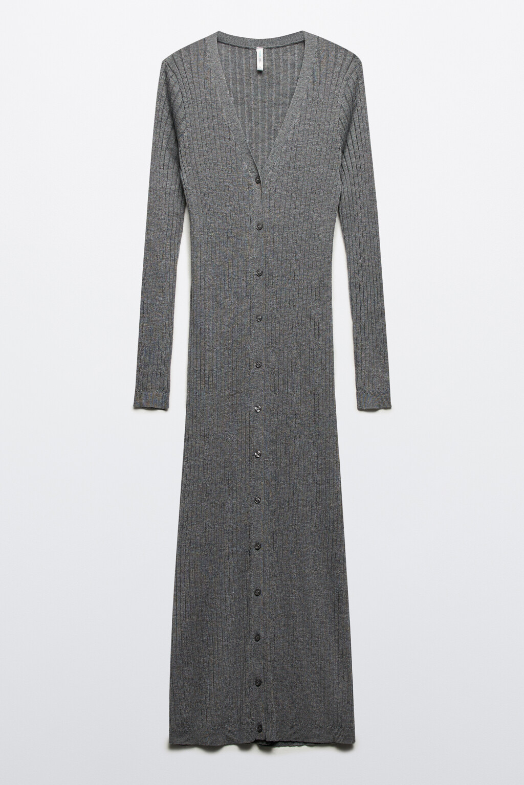 Кардиган на пуговицах вязаный в длине макси - цвет серый - 9