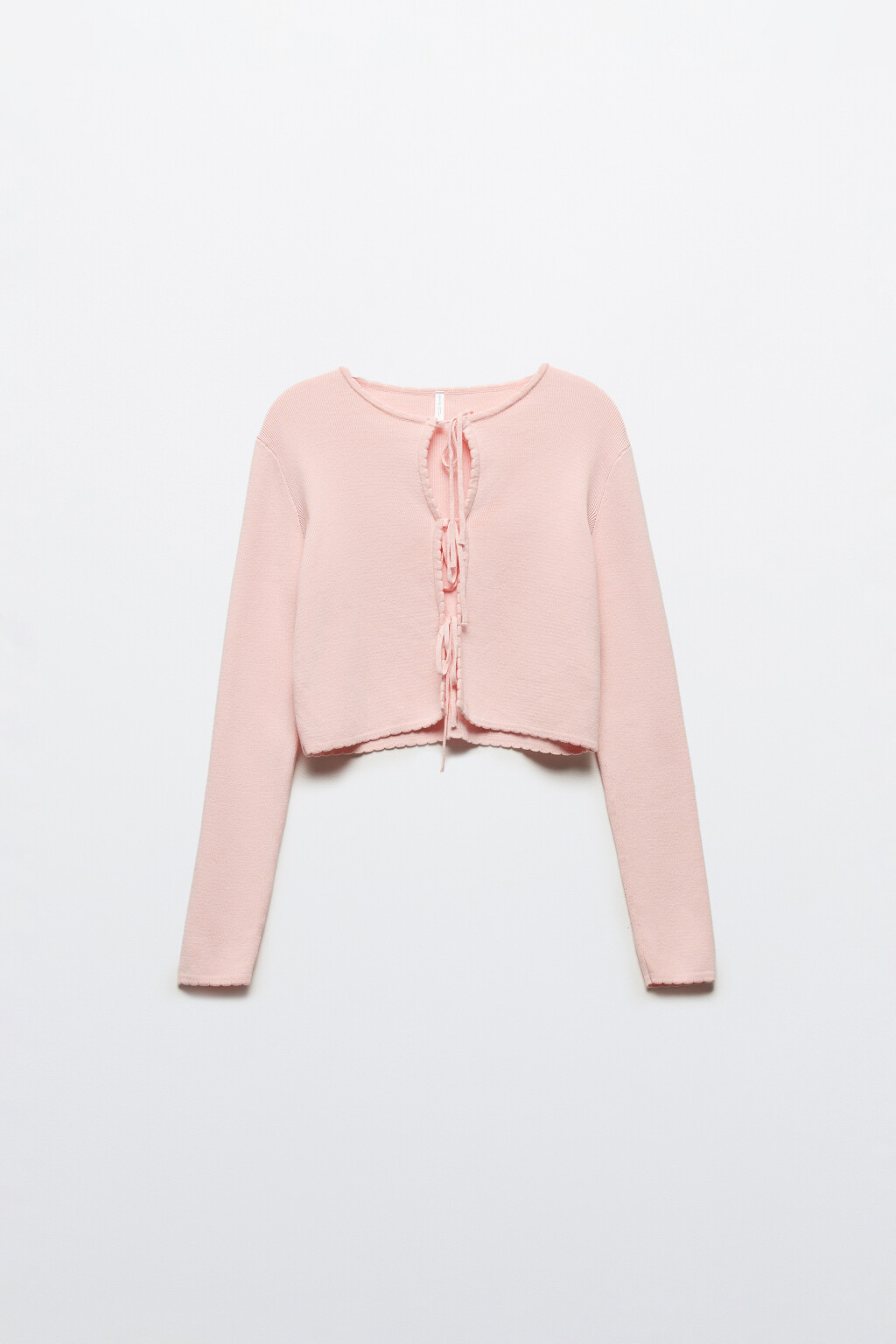 Кардиган вязаный укороченный на завязках - цвет розовый - 9