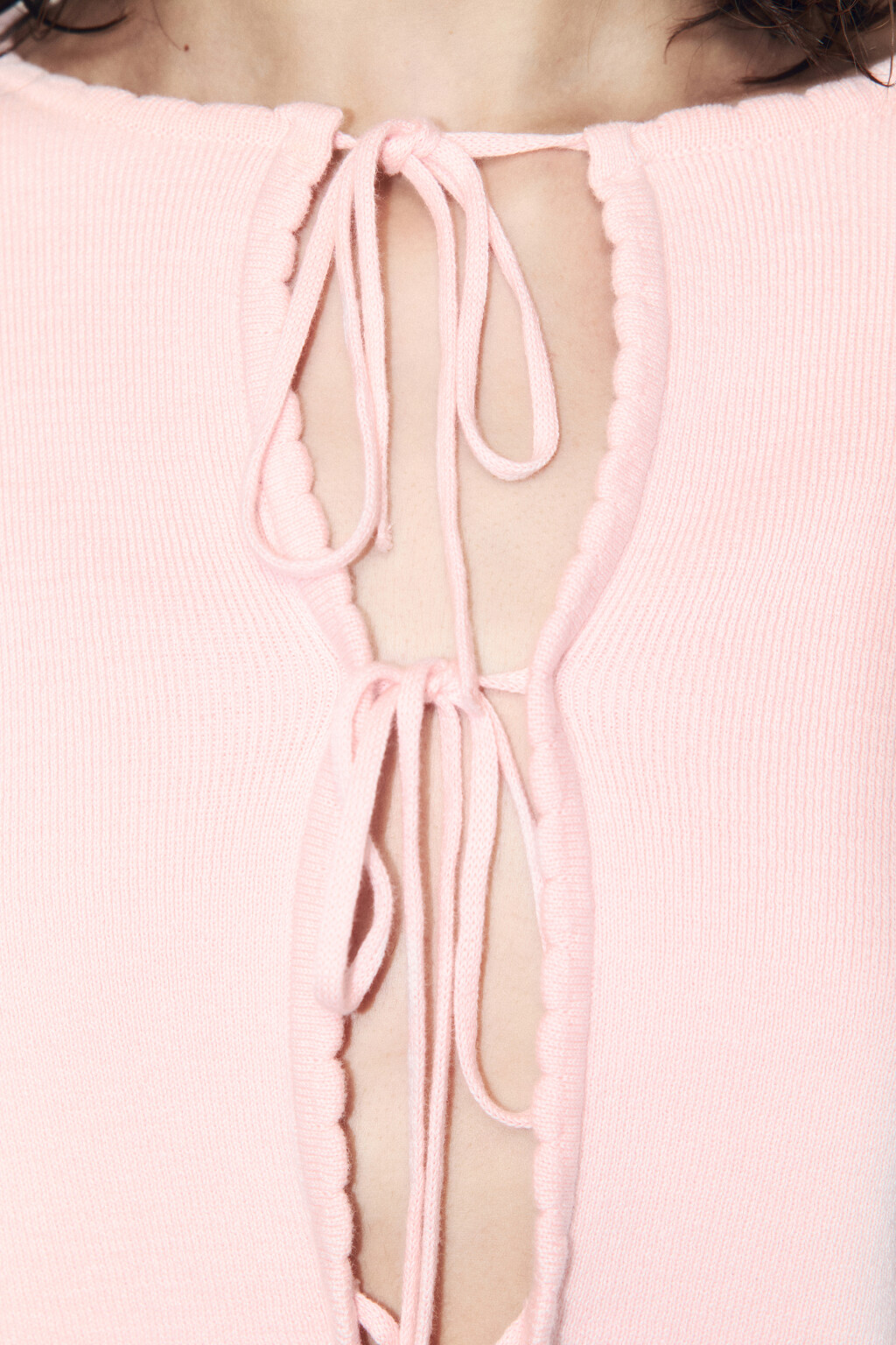 Кардиган вязаный укороченный на завязках - цвет розовый - 7