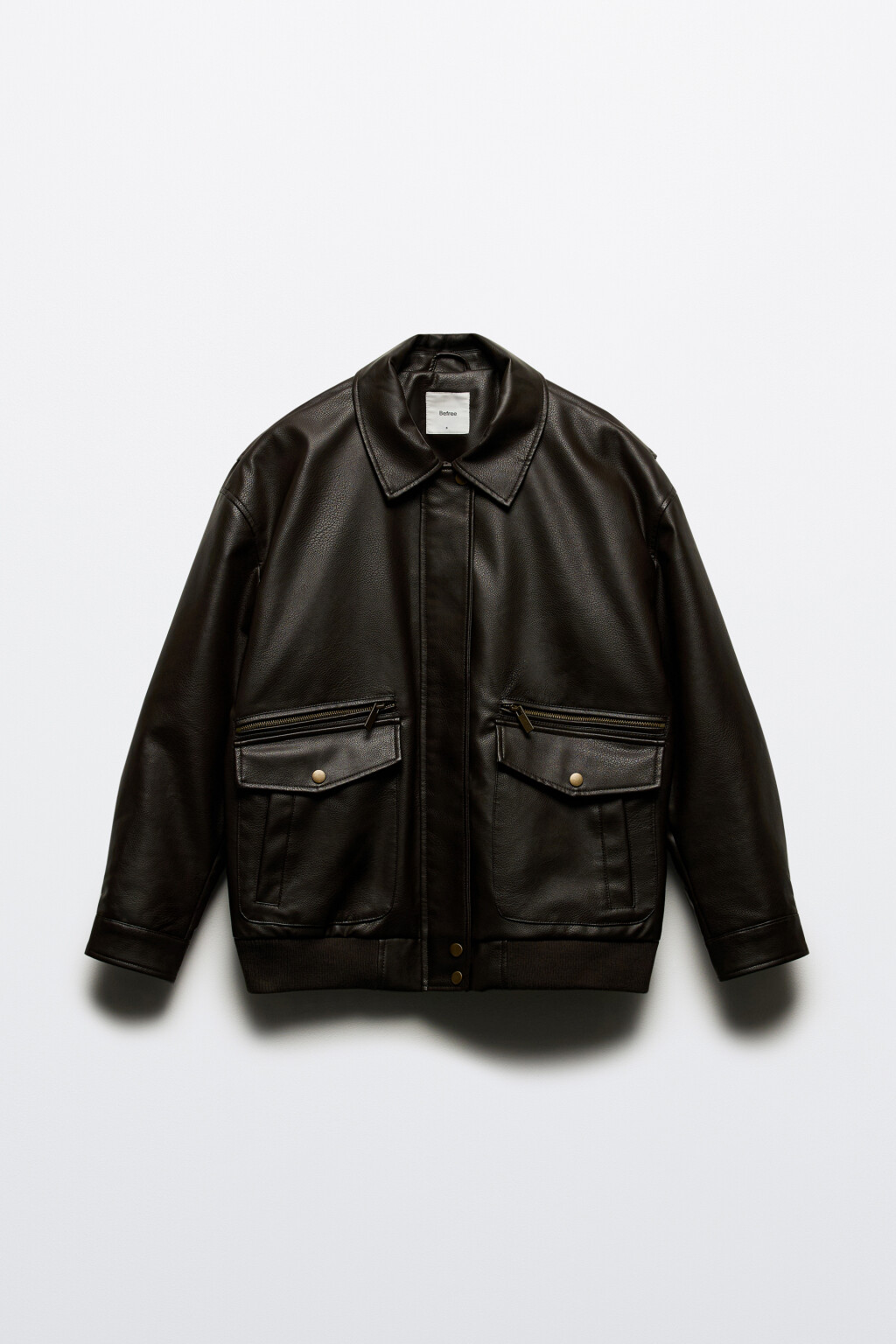 Куртка-бомбер из искусственной кожи на утеплителе - цвет коричневый - 8