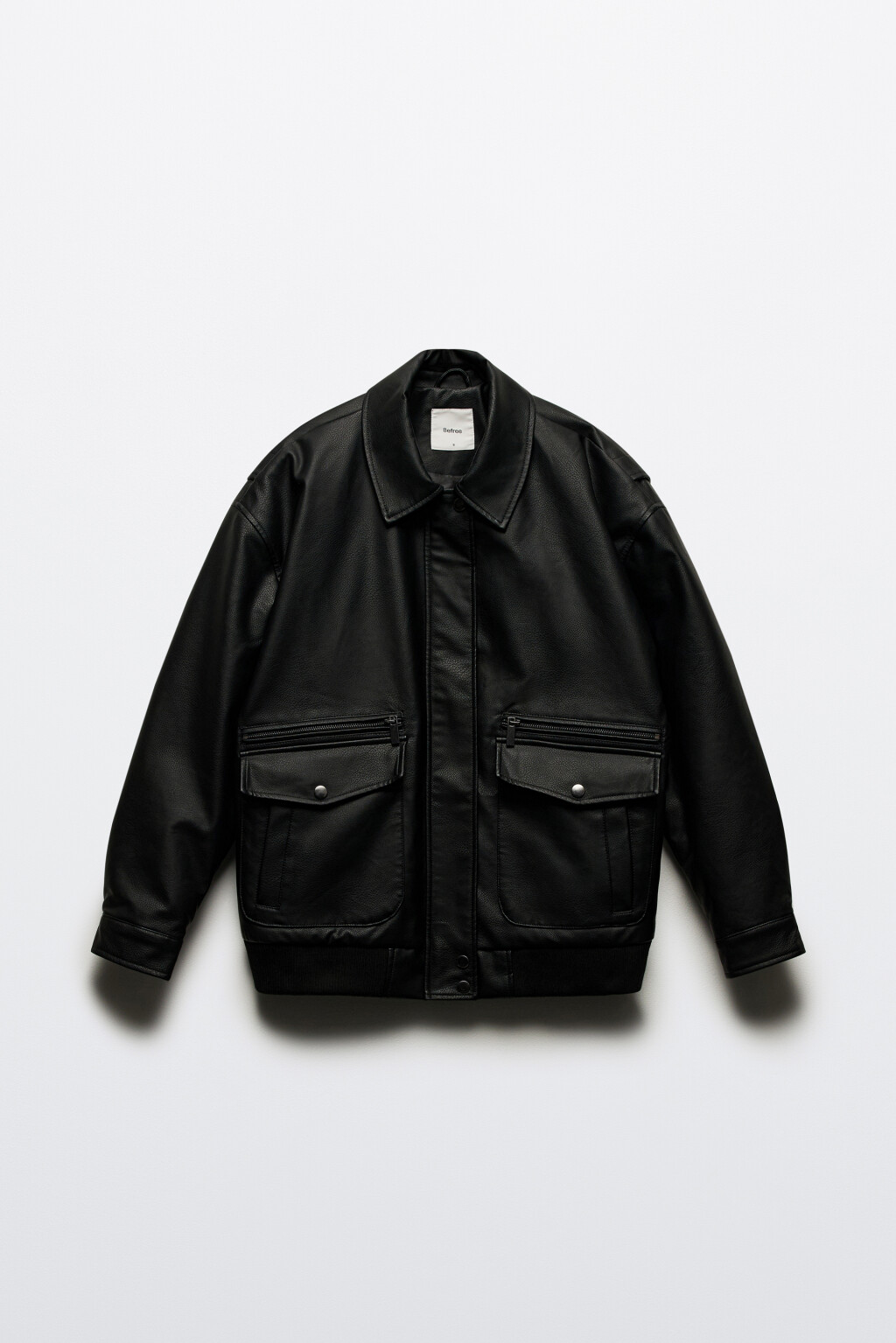 Куртка-бомбер из искусственной кожи на утеплителе - цвет черный - 9