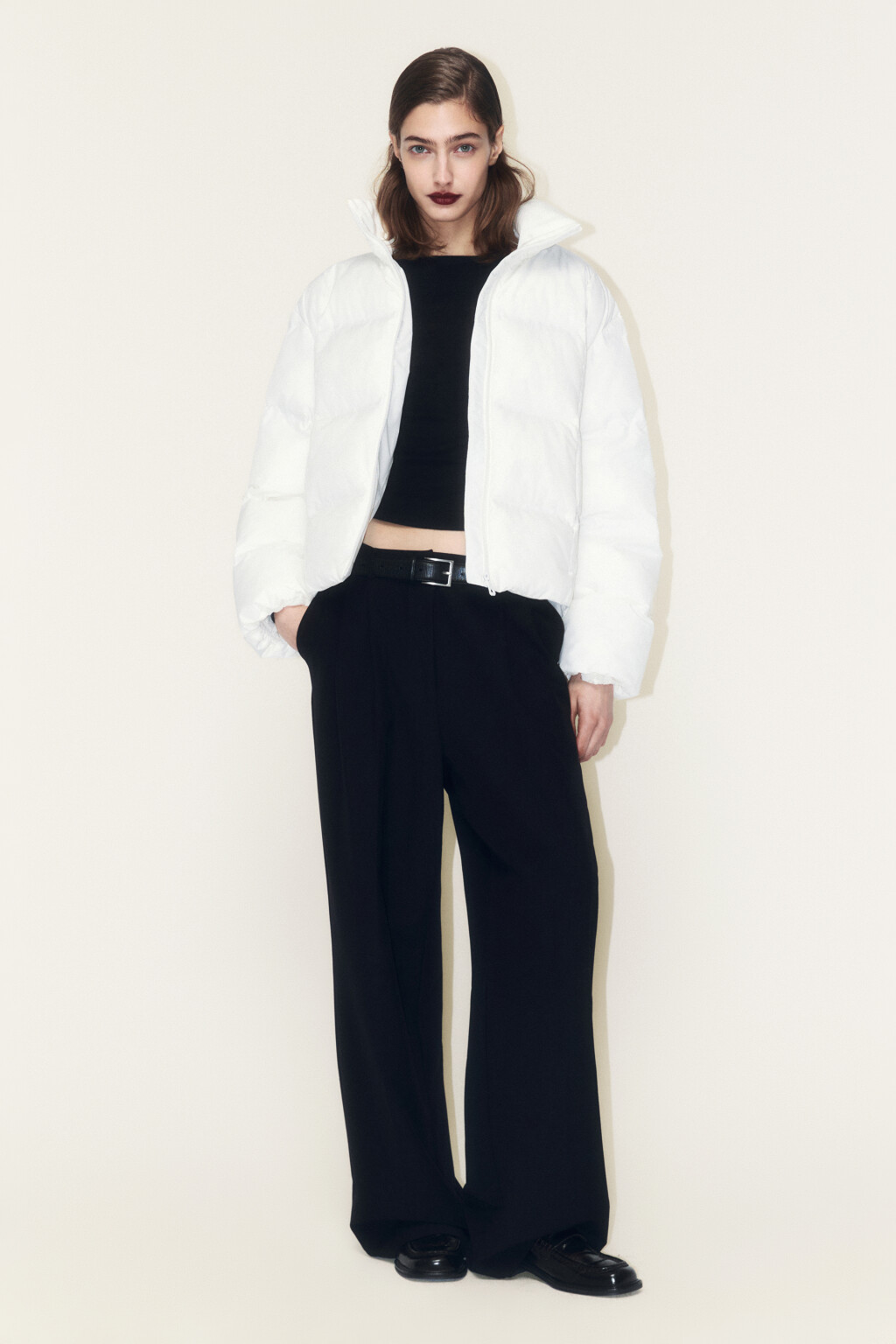 Куртка стеганая укороченная с воротником-стойкой - цвет молочный - 4