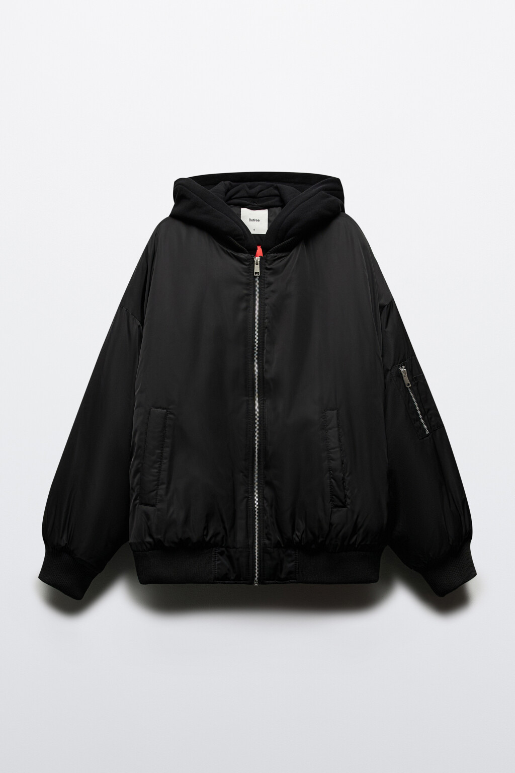 Куртка-бомбер утепленная с трикотажным капюшоном - цвет черный - 9