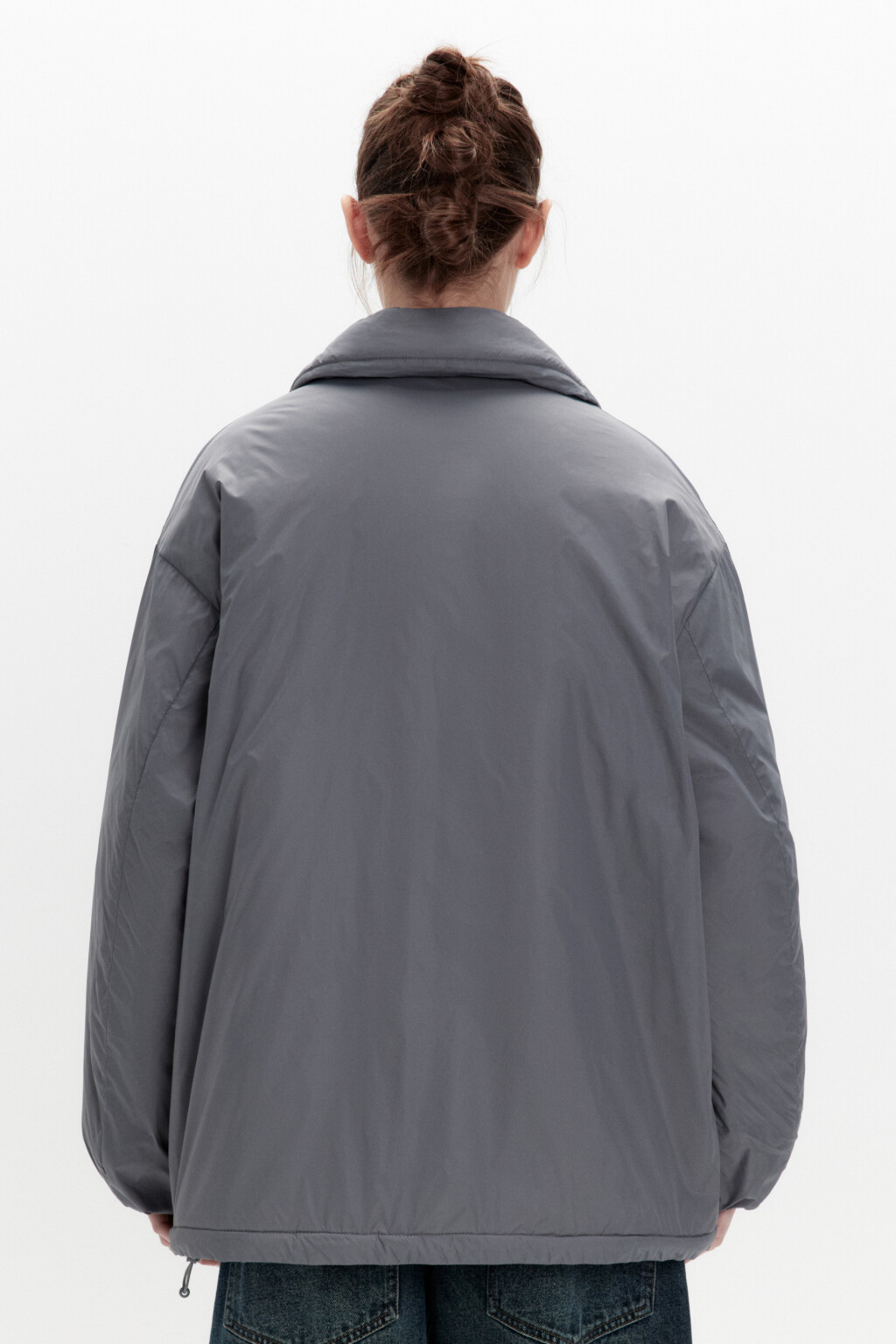 Куртка из нейлона с отложным воротником - цвет серый - 3