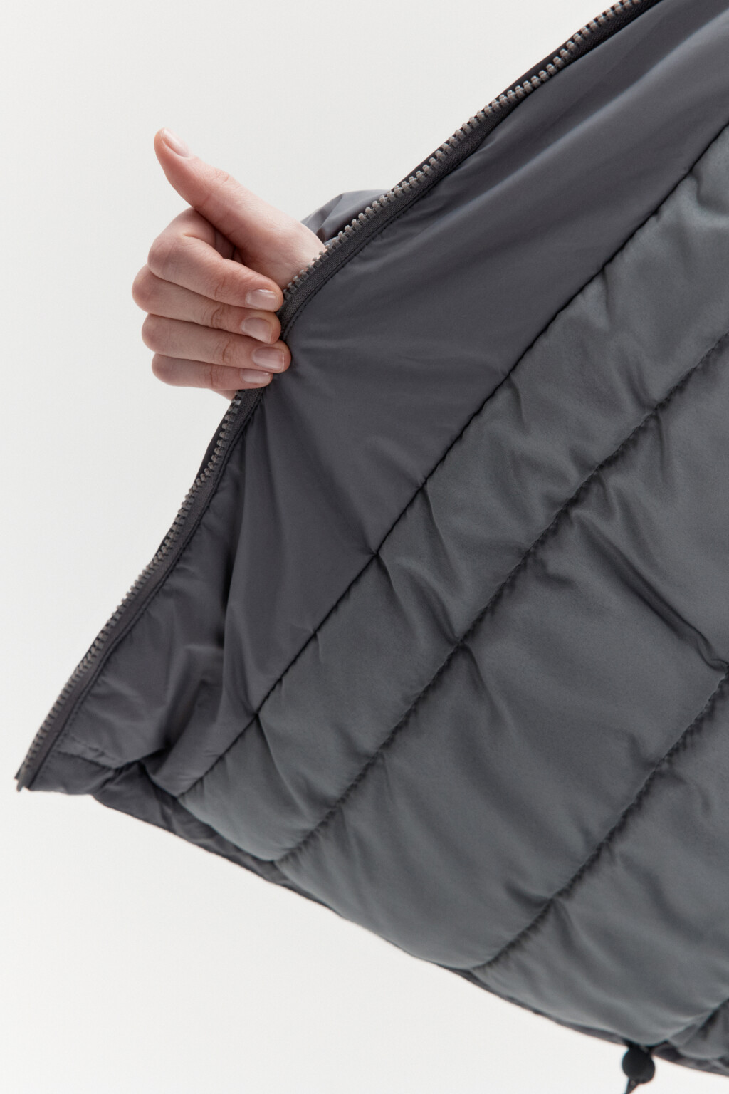 Куртка из нейлона с отложным воротником - цвет серый - 5