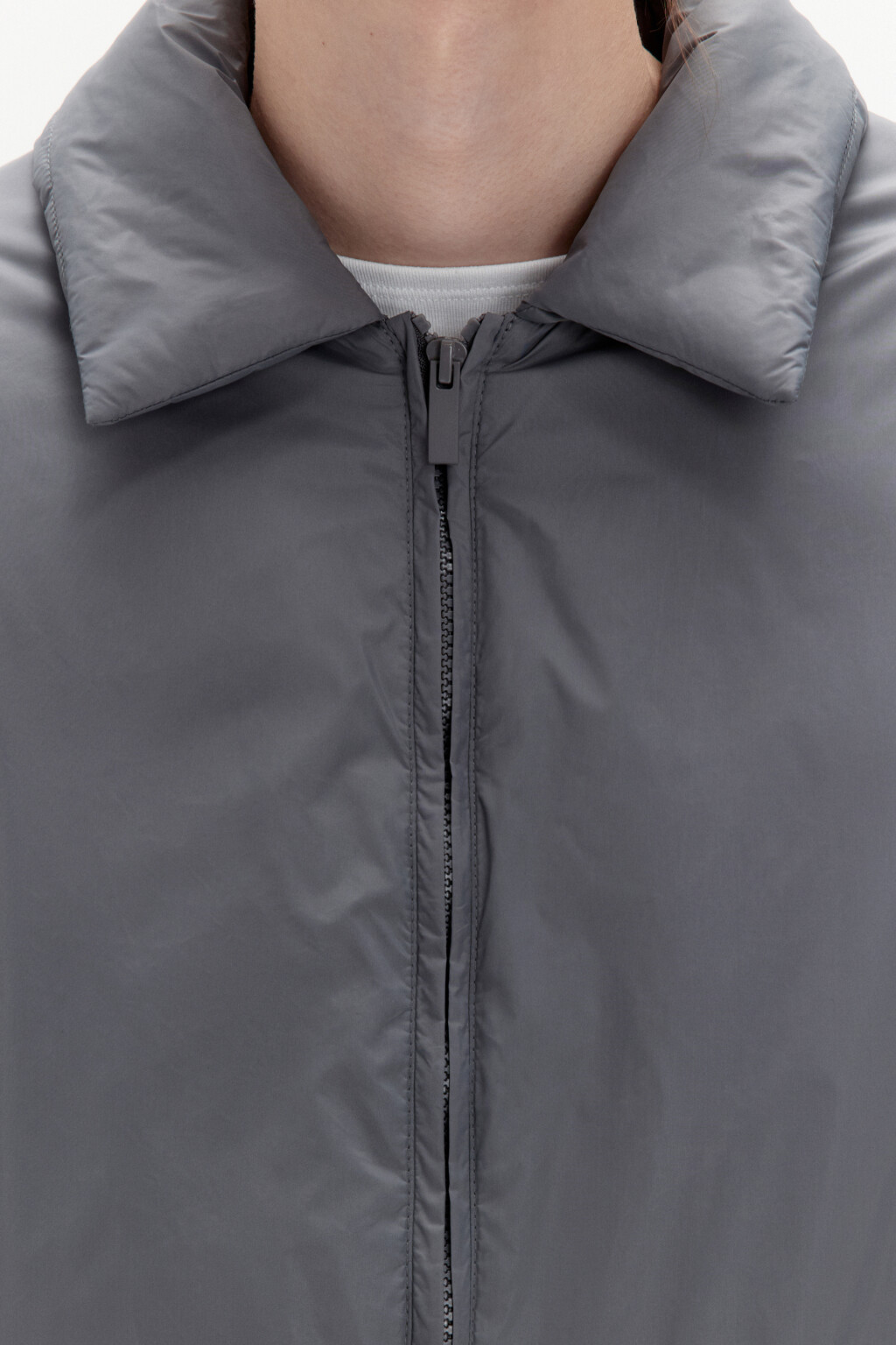 Куртка из нейлона с отложным воротником - цвет серый - 6